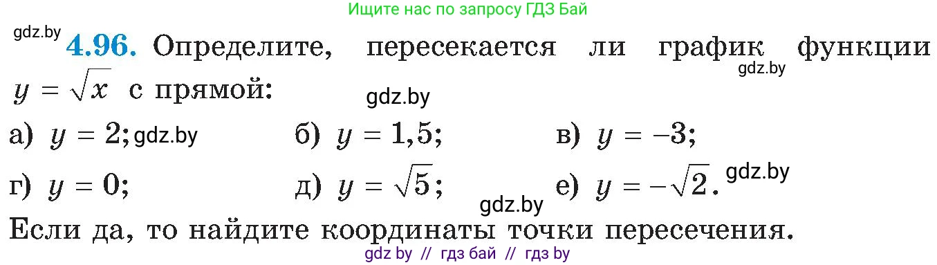 Алгебра, 8 класс Учебник, авторы: Арефьева Ирина Глебовна, Пирютко Ольга Николаевна, издательство Адукацыя i выхаванне, Минск, 2024, бирюзового цвета, страница 240, номер 4.96, Условие