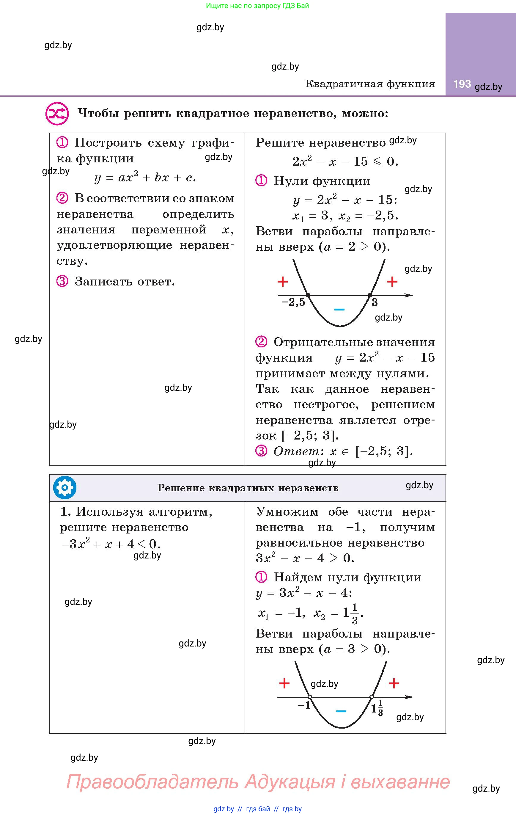 Алгебра, 8 класс Учебник, авторы: Арефьева Ирина Глебовна, Пирютко Ольга Николаевна, издательство Адукацыя i выхаванне, Минск, 2024, бирюзового цвета, страница 193