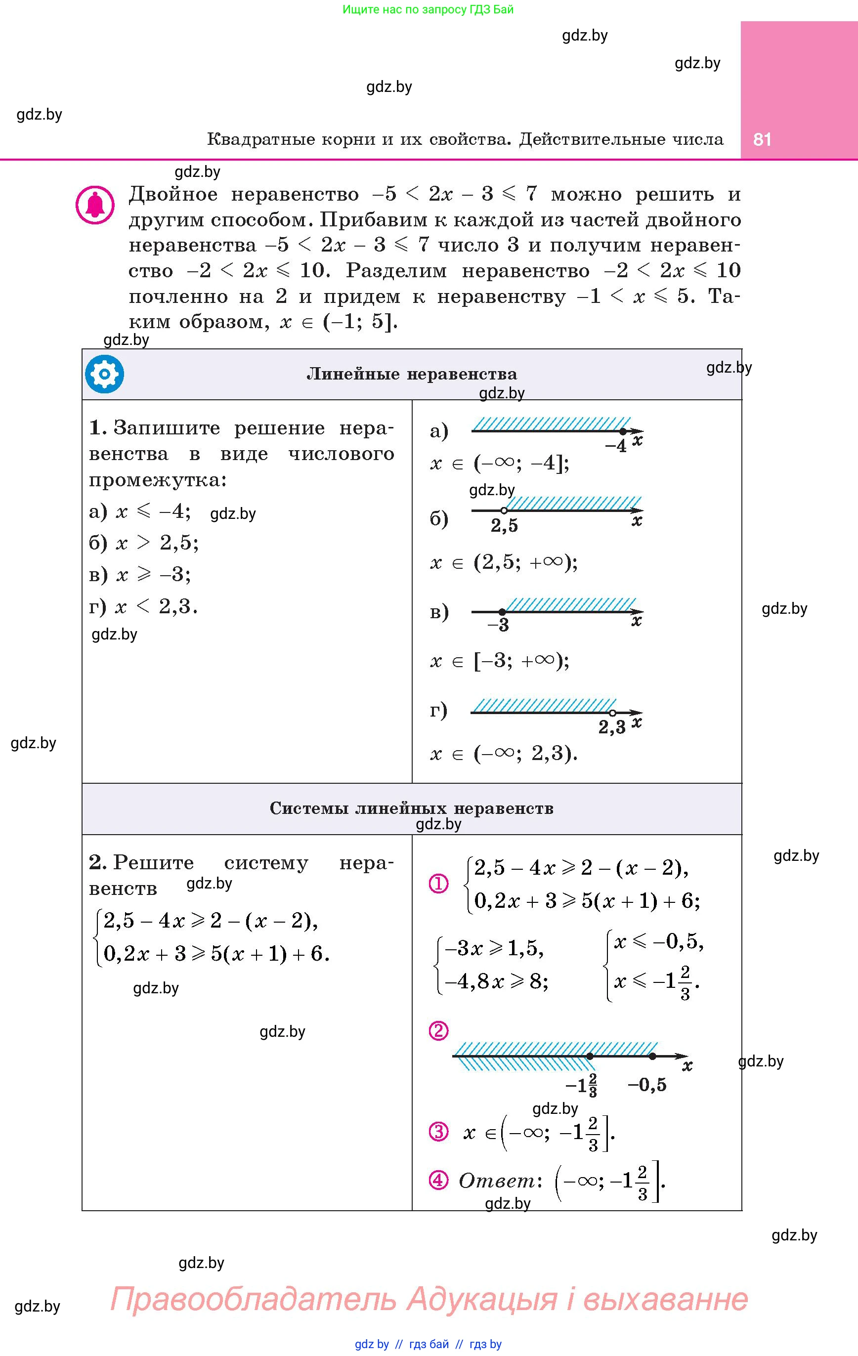 Алгебра, 8 класс Учебник, авторы: Арефьева Ирина Глебовна, Пирютко Ольга Николаевна, издательство Адукацыя i выхаванне, Минск, 2024, бирюзового цвета, страница 81