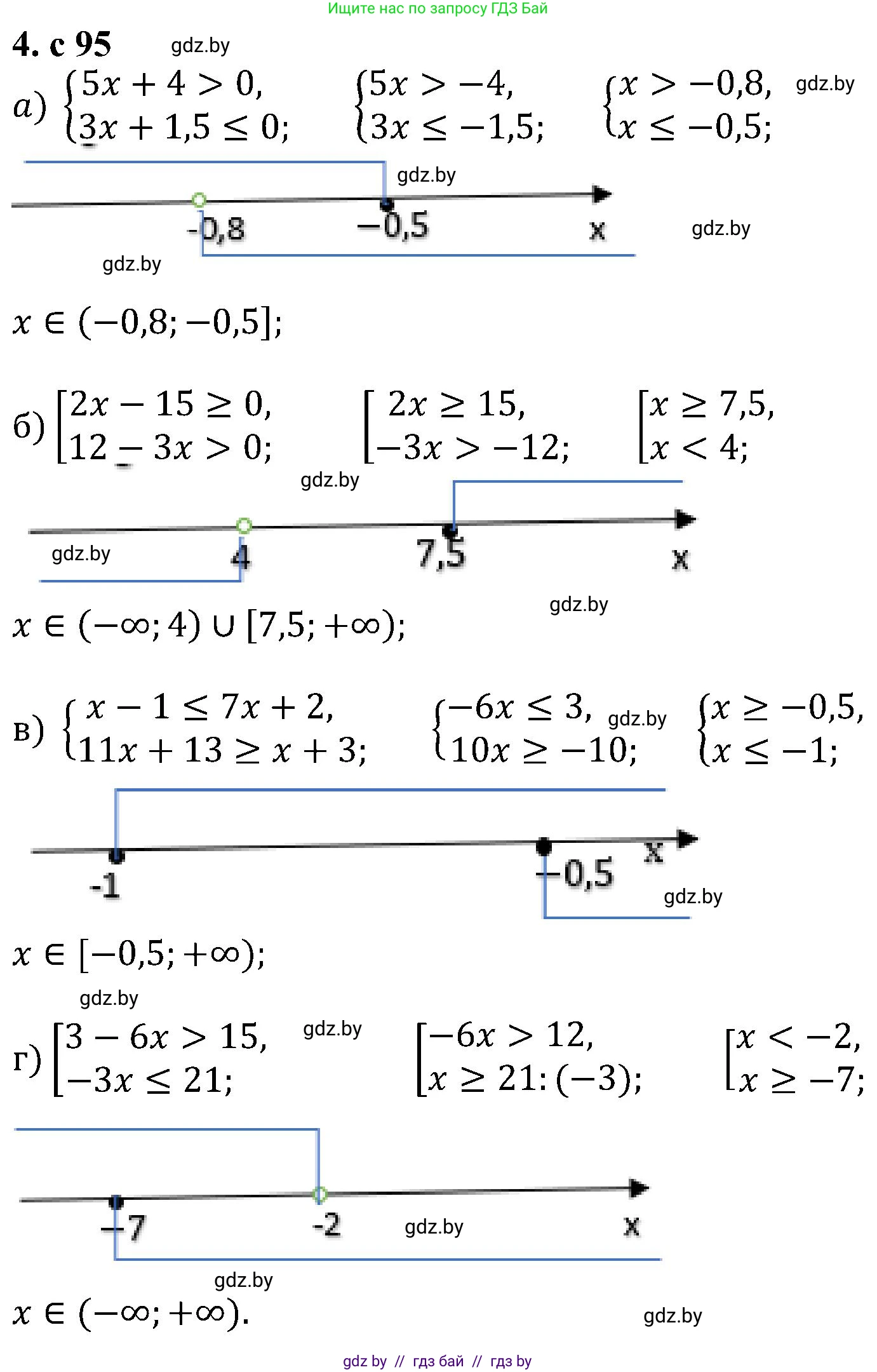 Алгебра, 8 класс Учебник, авторы: Арефьева Ирина Глебовна, Пирютко Ольга Николаевна, издательство Адукацыя i выхаванне, Минск, 2024, бирюзового цвета, страница 95, номер 4, Решение