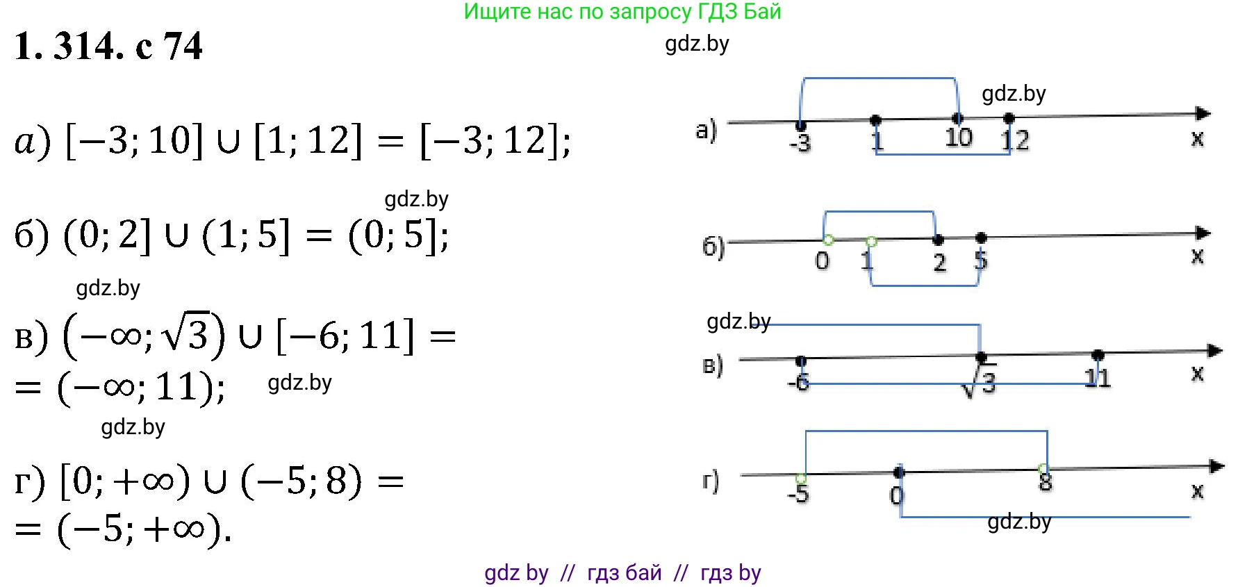 Алгебра, 8 класс Учебник, авторы: Арефьева Ирина Глебовна, Пирютко Ольга Николаевна, издательство Адукацыя i выхаванне, Минск, 2024, бирюзового цвета, страница 74, номер 1.314, Решение