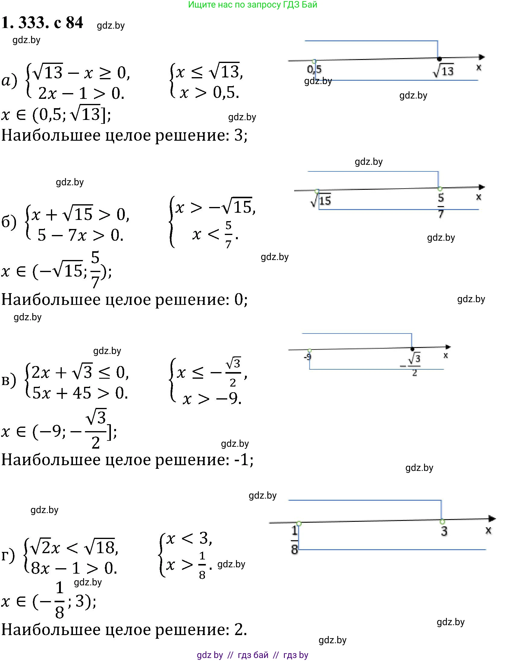 Алгебра, 8 класс Учебник, авторы: Арефьева Ирина Глебовна, Пирютко Ольга Николаевна, издательство Адукацыя i выхаванне, Минск, 2024, бирюзового цвета, страница 84, номер 1.333, Решение