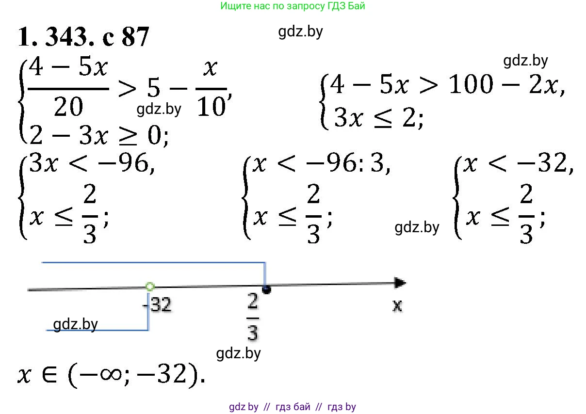 Алгебра, 8 класс Учебник, авторы: Арефьева Ирина Глебовна, Пирютко Ольга Николаевна, издательство Адукацыя i выхаванне, Минск, 2024, бирюзового цвета, страница 87, номер 1.343, Решение