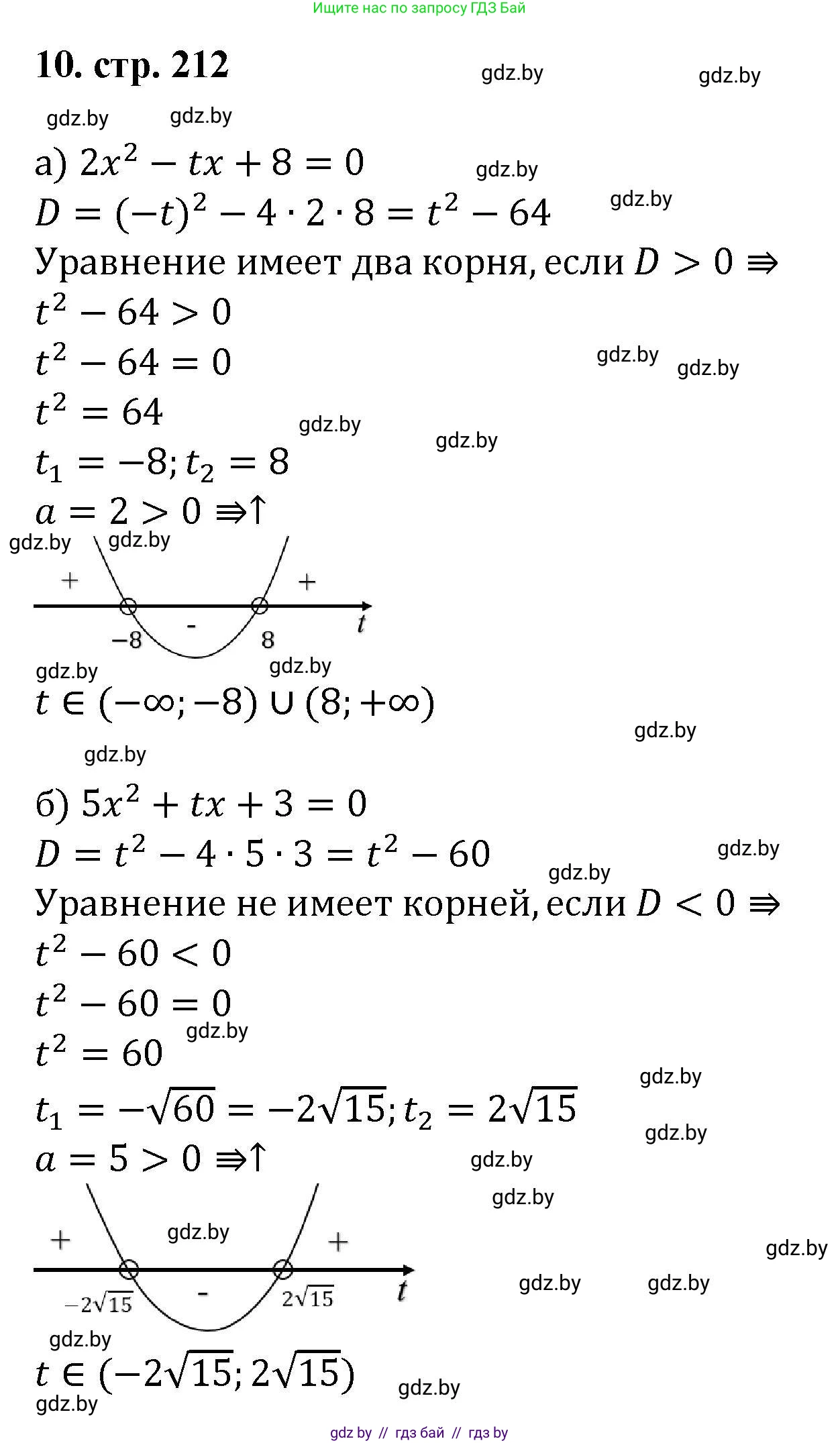 Алгебра, 8 класс Учебник, авторы: Арефьева Ирина Глебовна, Пирютко Ольга Николаевна, издательство Адукацыя i выхаванне, Минск, 2024, бирюзового цвета, страница 212, номер 10, Решение