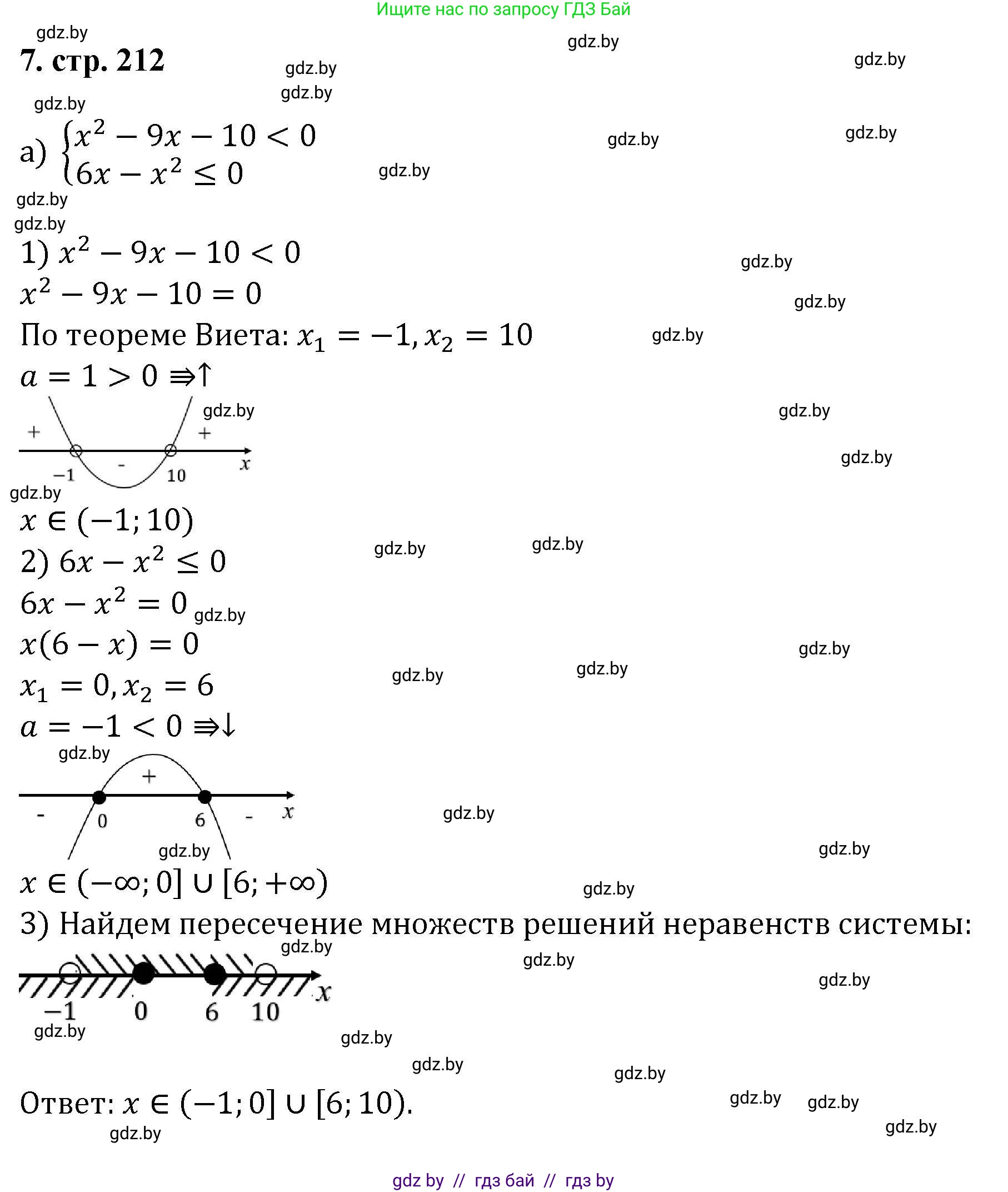 Алгебра, 8 класс Учебник, авторы: Арефьева Ирина Глебовна, Пирютко Ольга Николаевна, издательство Адукацыя i выхаванне, Минск, 2024, бирюзового цвета, страница 212, номер 7, Решение