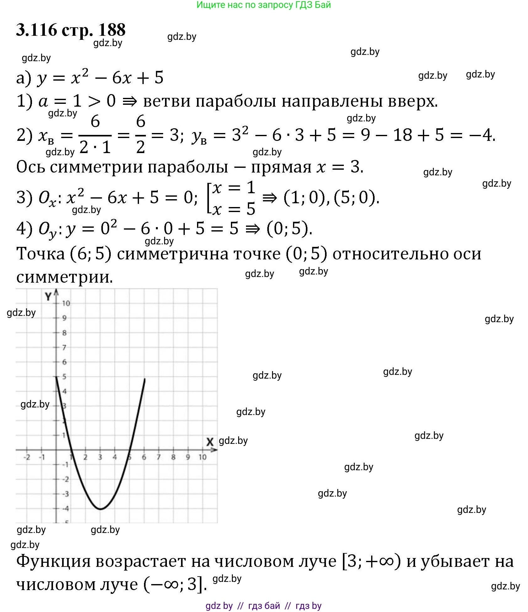 Алгебра, 8 класс Учебник, авторы: Арефьева Ирина Глебовна, Пирютко Ольга Николаевна, издательство Адукацыя i выхаванне, Минск, 2024, бирюзового цвета, страница 188, номер 3.116, Решение