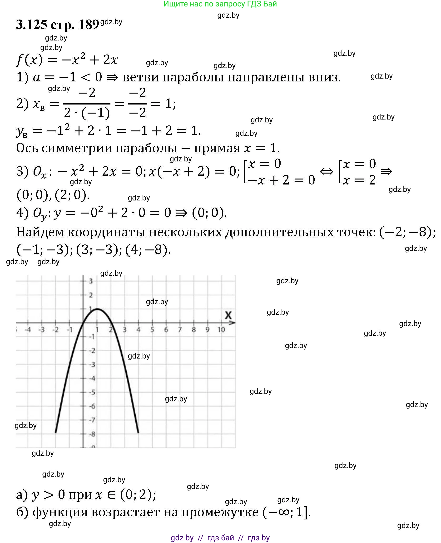 Алгебра, 8 класс Учебник, авторы: Арефьева Ирина Глебовна, Пирютко Ольга Николаевна, издательство Адукацыя i выхаванне, Минск, 2024, бирюзового цвета, страница 189, номер 3.125, Решение