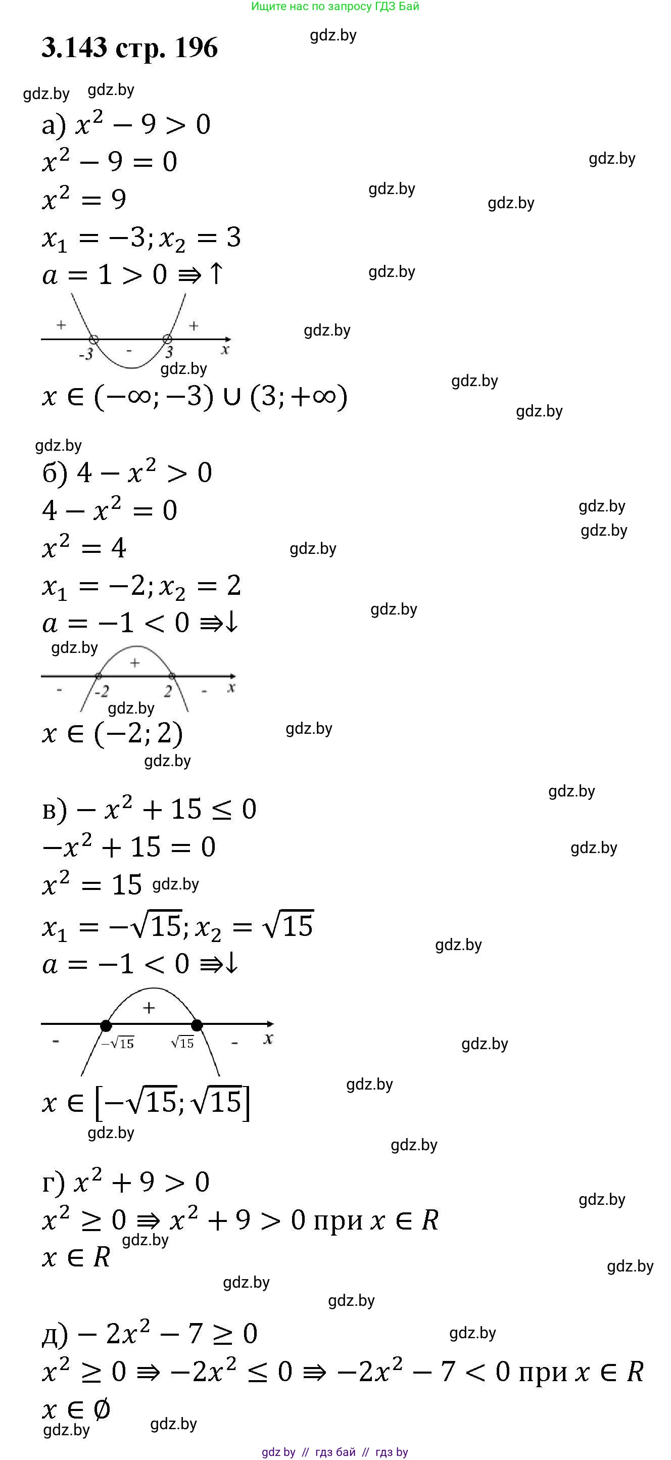 Алгебра, 8 класс Учебник, авторы: Арефьева Ирина Глебовна, Пирютко Ольга Николаевна, издательство Адукацыя i выхаванне, Минск, 2024, бирюзового цвета, страница 196, номер 3.143, Решение