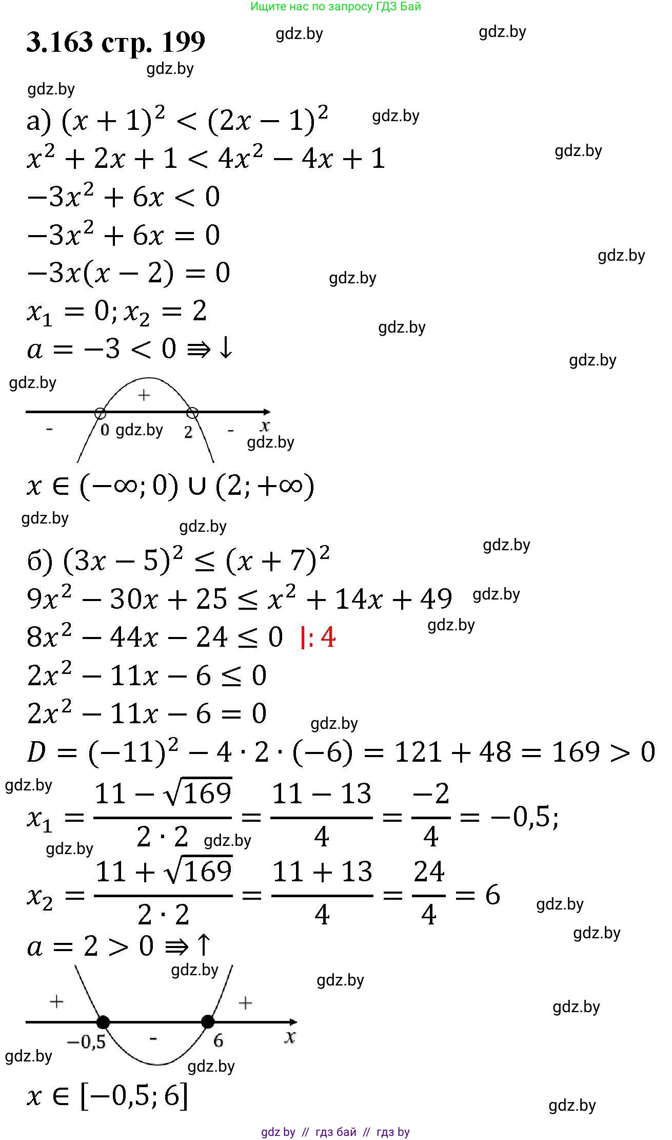 Алгебра, 8 класс Учебник, авторы: Арефьева Ирина Глебовна, Пирютко Ольга Николаевна, издательство Адукацыя i выхаванне, Минск, 2024, бирюзового цвета, страница 199, номер 3.163, Решение