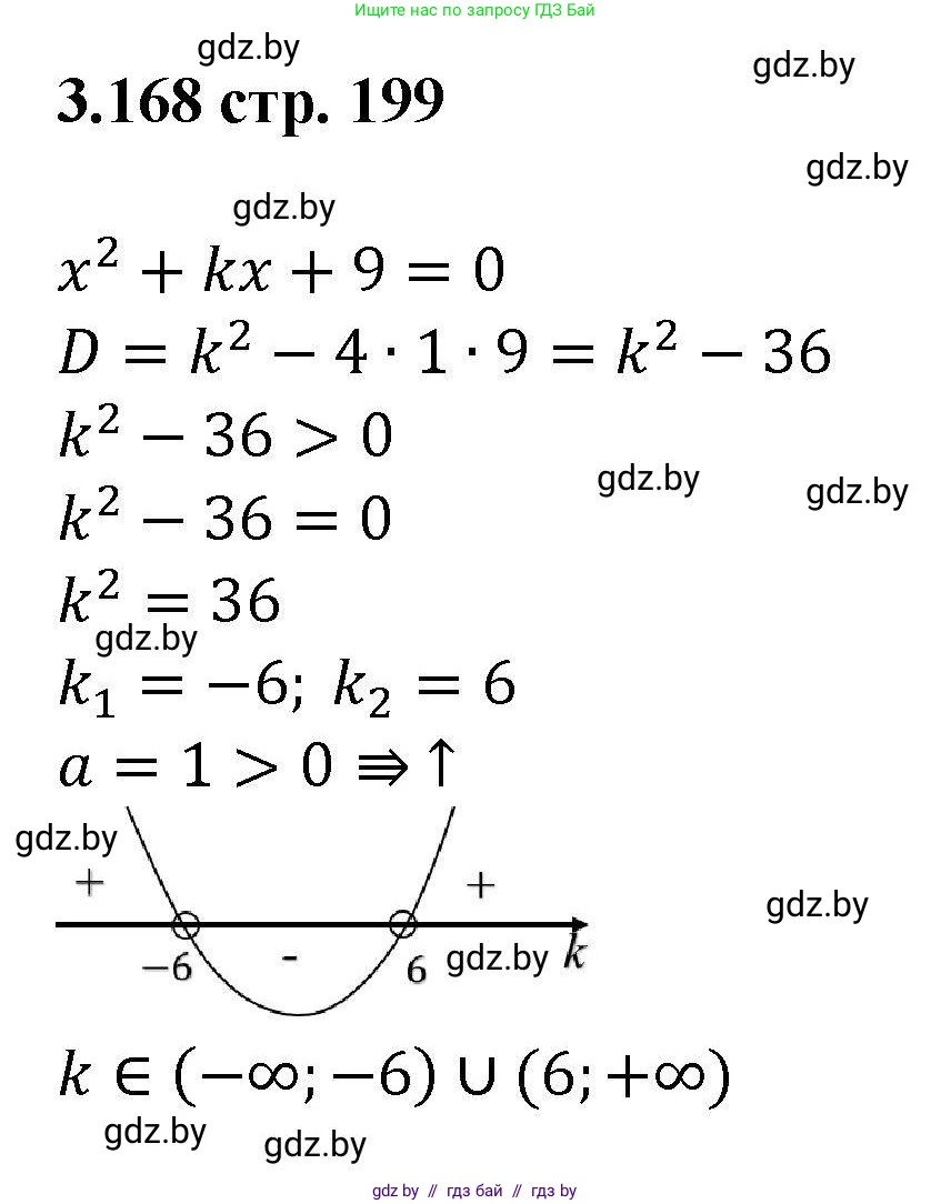 Алгебра, 8 класс Учебник, авторы: Арефьева Ирина Глебовна, Пирютко Ольга Николаевна, издательство Адукацыя i выхаванне, Минск, 2024, бирюзового цвета, страница 199, номер 3.168, Решение