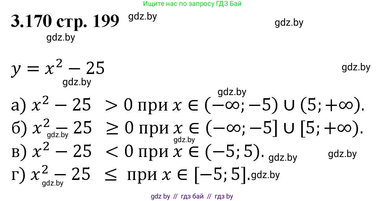 Алгебра, 8 класс Учебник, авторы: Арефьева Ирина Глебовна, Пирютко Ольга Николаевна, издательство Адукацыя i выхаванне, Минск, 2024, бирюзового цвета, страница 199, номер 3.170, Решение