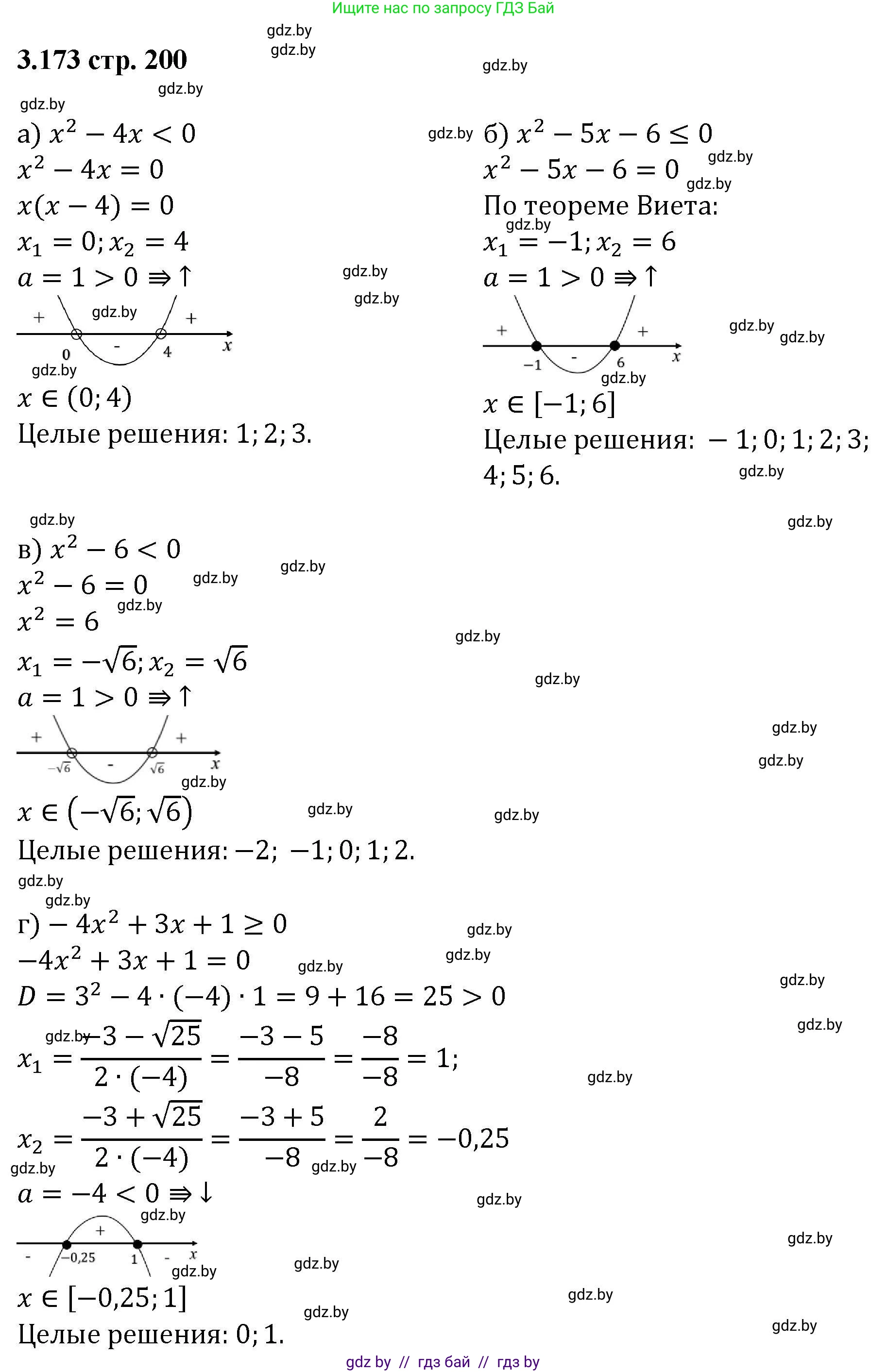 Алгебра, 8 класс Учебник, авторы: Арефьева Ирина Глебовна, Пирютко Ольга Николаевна, издательство Адукацыя i выхаванне, Минск, 2024, бирюзового цвета, страница 200, номер 3.173, Решение