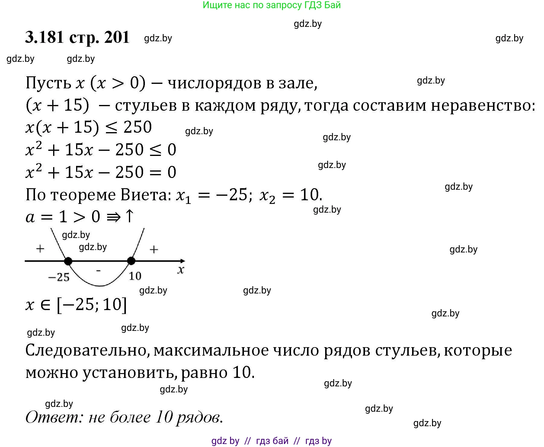 Алгебра, 8 класс Учебник, авторы: Арефьева Ирина Глебовна, Пирютко Ольга Николаевна, издательство Адукацыя i выхаванне, Минск, 2024, бирюзового цвета, страница 201, номер 3.181, Решение