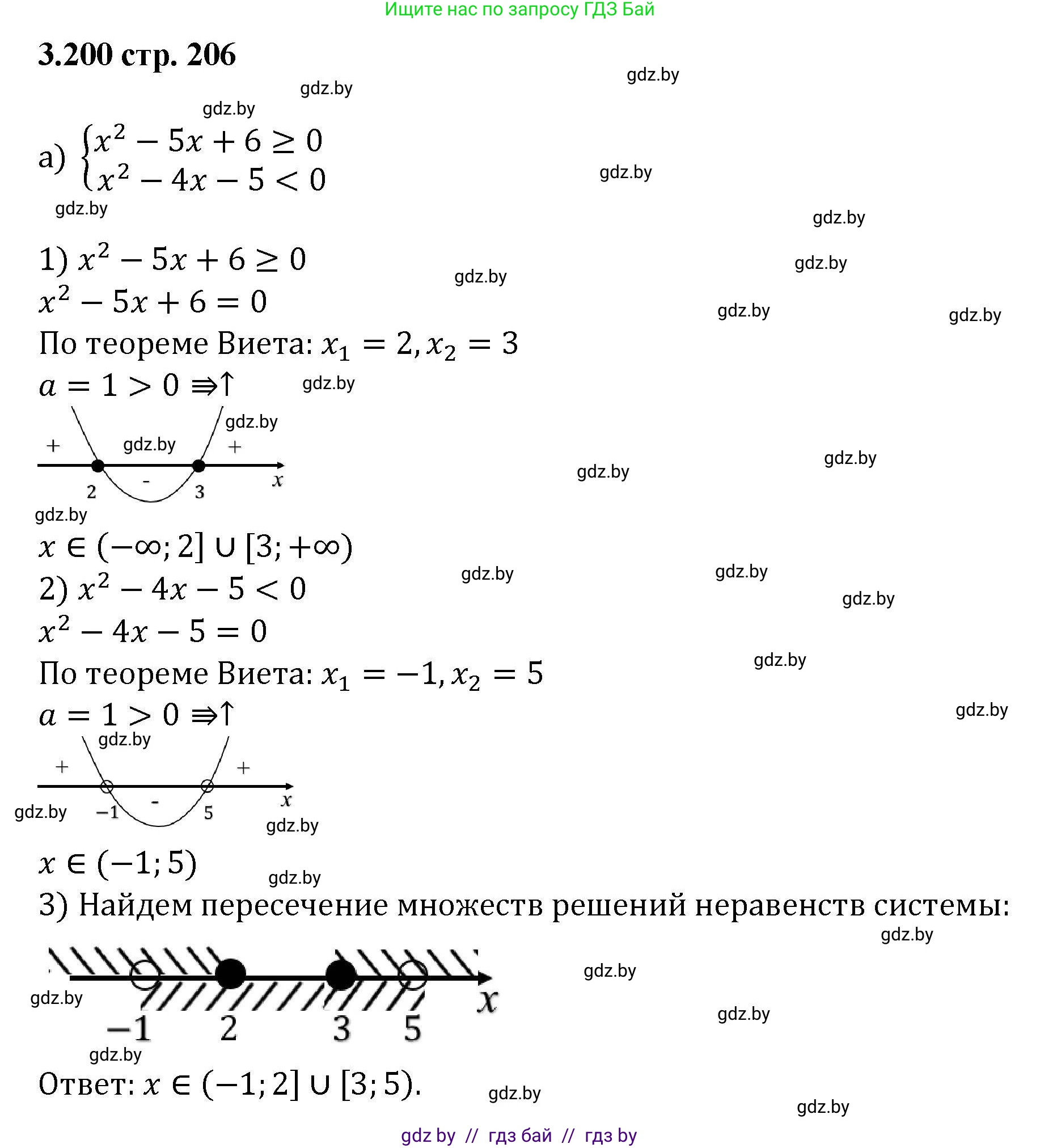 Алгебра, 8 класс Учебник, авторы: Арефьева Ирина Глебовна, Пирютко Ольга Николаевна, издательство Адукацыя i выхаванне, Минск, 2024, бирюзового цвета, страница 206, номер 3.200, Решение