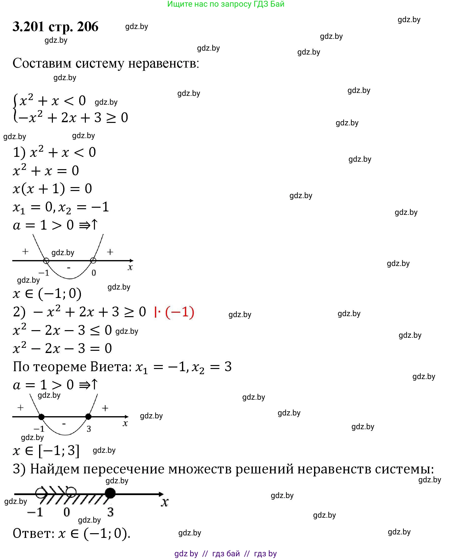 Алгебра, 8 класс Учебник, авторы: Арефьева Ирина Глебовна, Пирютко Ольга Николаевна, издательство Адукацыя i выхаванне, Минск, 2024, бирюзового цвета, страница 206, номер 3.201, Решение