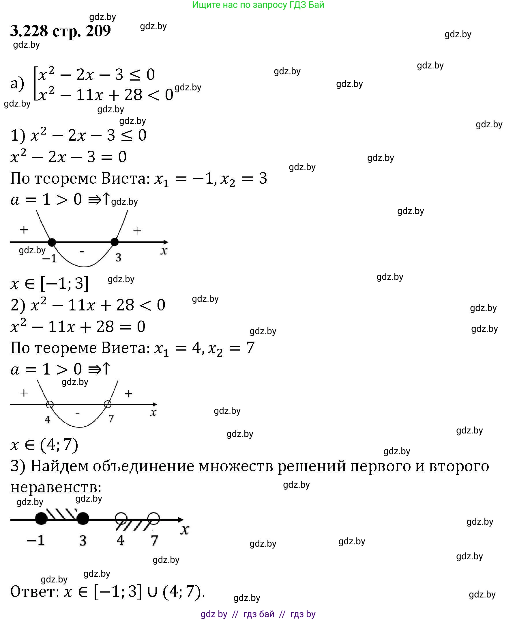 Алгебра, 8 класс Учебник, авторы: Арефьева Ирина Глебовна, Пирютко Ольга Николаевна, издательство Адукацыя i выхаванне, Минск, 2024, бирюзового цвета, страница 209, номер 3.228, Решение