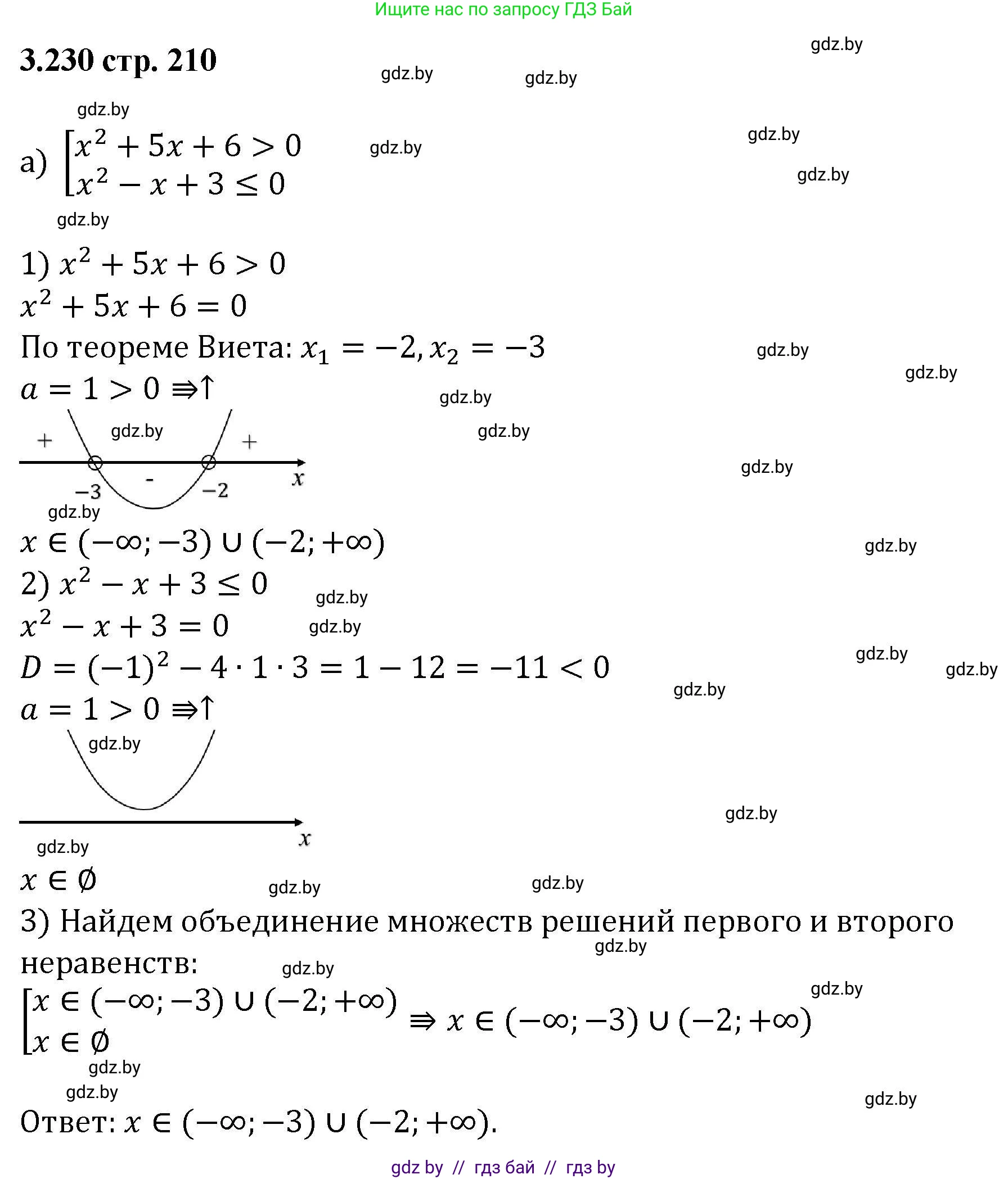 Алгебра, 8 класс Учебник, авторы: Арефьева Ирина Глебовна, Пирютко Ольга Николаевна, издательство Адукацыя i выхаванне, Минск, 2024, бирюзового цвета, страница 210, номер 3.230, Решение