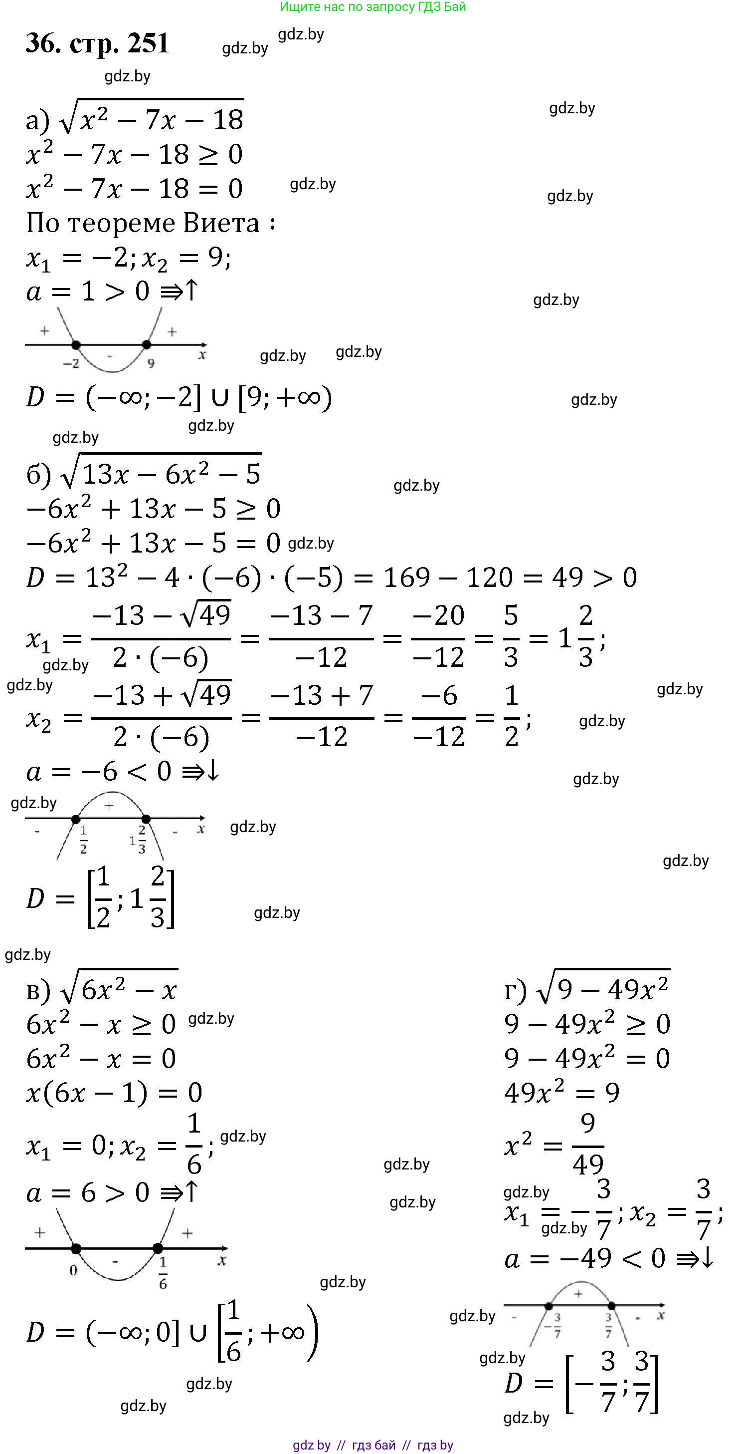 Алгебра, 8 класс Учебник, авторы: Арефьева Ирина Глебовна, Пирютко Ольга Николаевна, издательство Адукацыя i выхаванне, Минск, 2024, бирюзового цвета, страница 251, номер 36, Решение