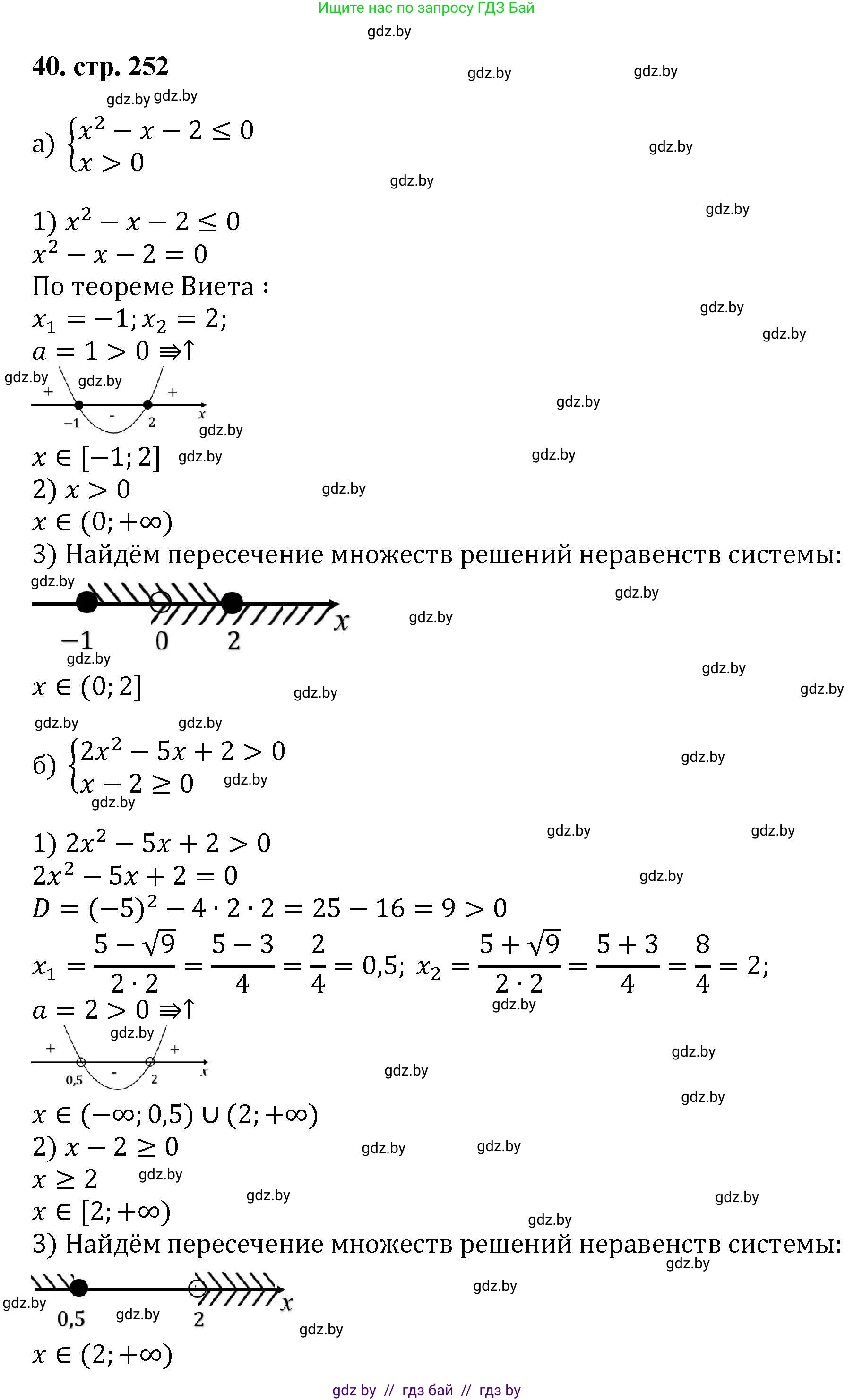 Алгебра, 8 класс Учебник, авторы: Арефьева Ирина Глебовна, Пирютко Ольга Николаевна, издательство Адукацыя i выхаванне, Минск, 2024, бирюзового цвета, страница 252, номер 40, Решение