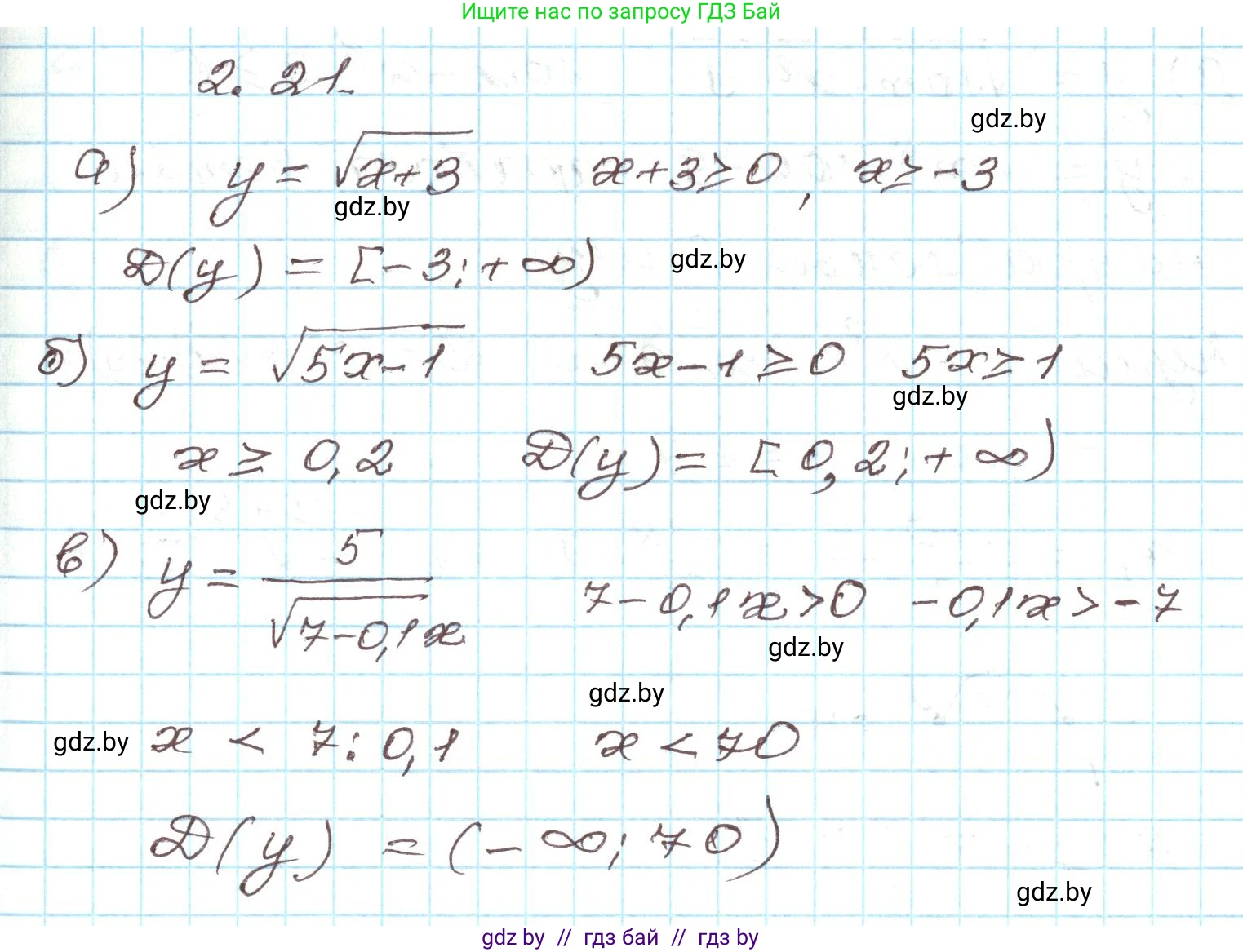 Алгебра, 9 класс Учебник, авторы: Арефьева Ирина Глебовна, Пирютко Ольга Николаевна, издательство Народная асвета, Минск, 2019, голубого цвета, страница 87, номер 2.21, Решение