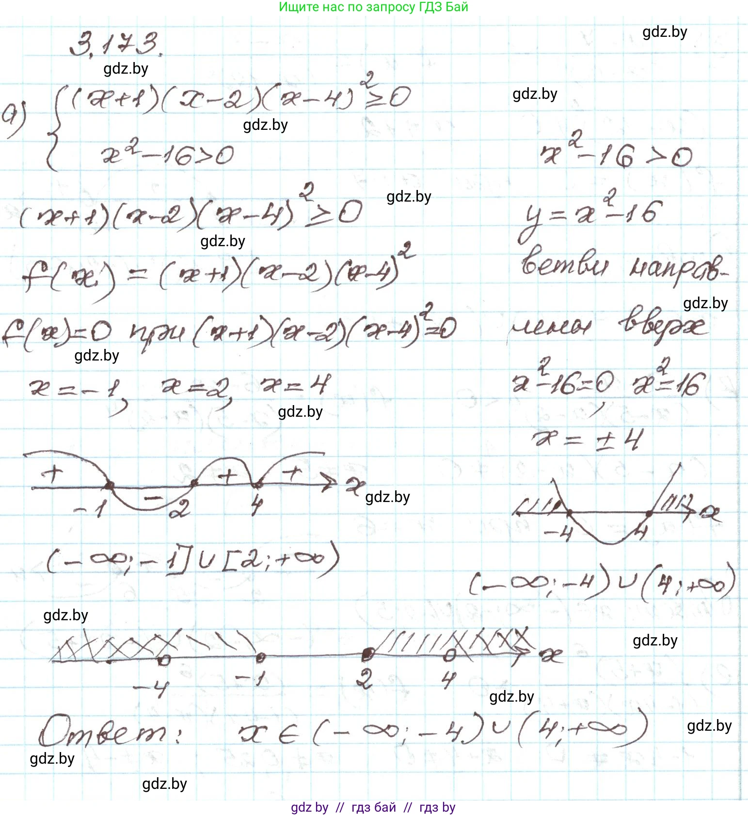 Алгебра, 9 класс Учебник, авторы: Арефьева Ирина Глебовна, Пирютко Ольга Николаевна, издательство Народная асвета, Минск, 2019, голубого цвета, страница 193, номер 3.173, Решение