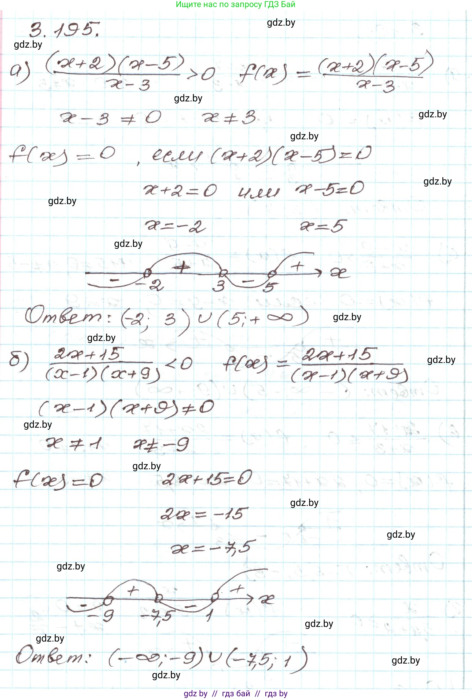 Алгебра, 9 класс Учебник, авторы: Арефьева Ирина Глебовна, Пирютко Ольга Николаевна, издательство Народная асвета, Минск, 2019, голубого цвета, страница 197, номер 3.195, Решение