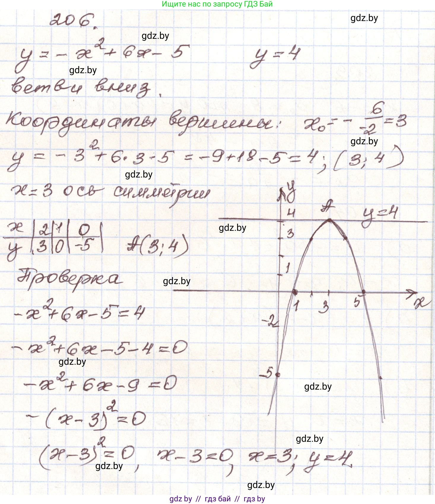 Алгебра, 9 класс Учебник, авторы: Арефьева Ирина Глебовна, Пирютко Ольга Николаевна, издательство Народная асвета, Минск, 2019, голубого цвета, страница 286, номер 206, Решение