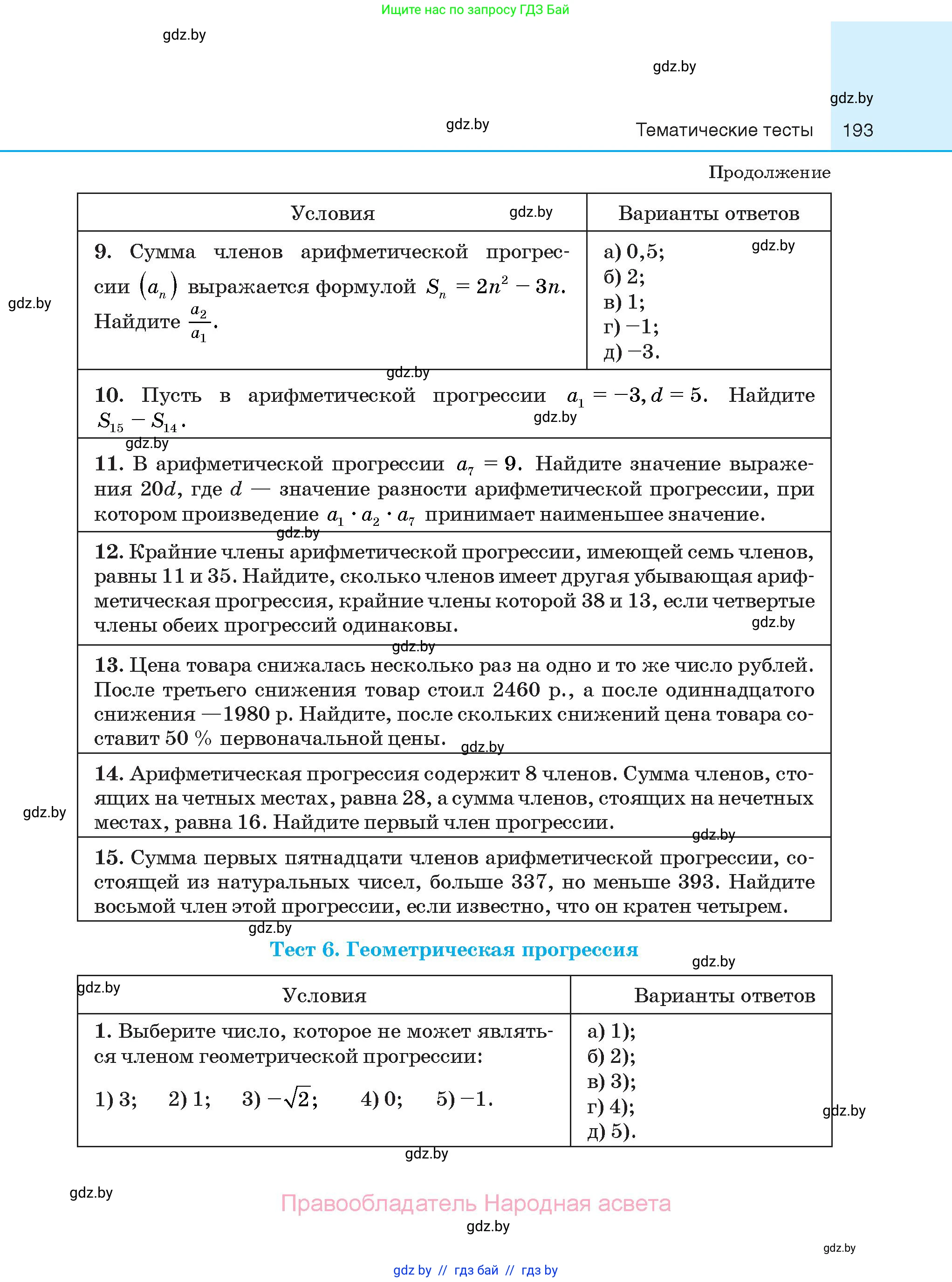 Алгебра, 10 класс Сборник задач, авторы: Арефьева Ирина Глебовна, Пирютко Ольга Николаевна, издательство Народная асвета, Минск, 2020, белого цвета, страница 193