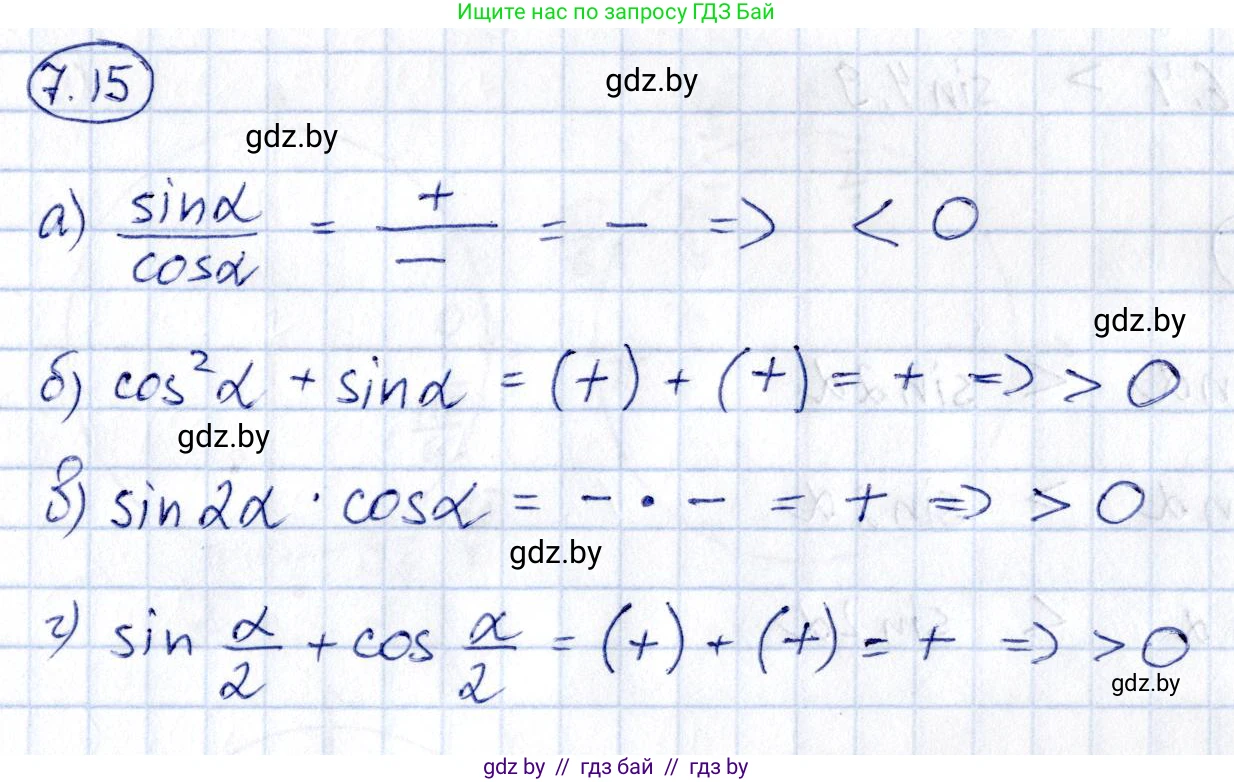 Алгебра, 10 класс Сборник задач, авторы: Арефьева Ирина Глебовна, Пирютко Ольга Николаевна, издательство Народная асвета, Минск, 2020, белого цвета, страница 40, номер 7.15, Решение