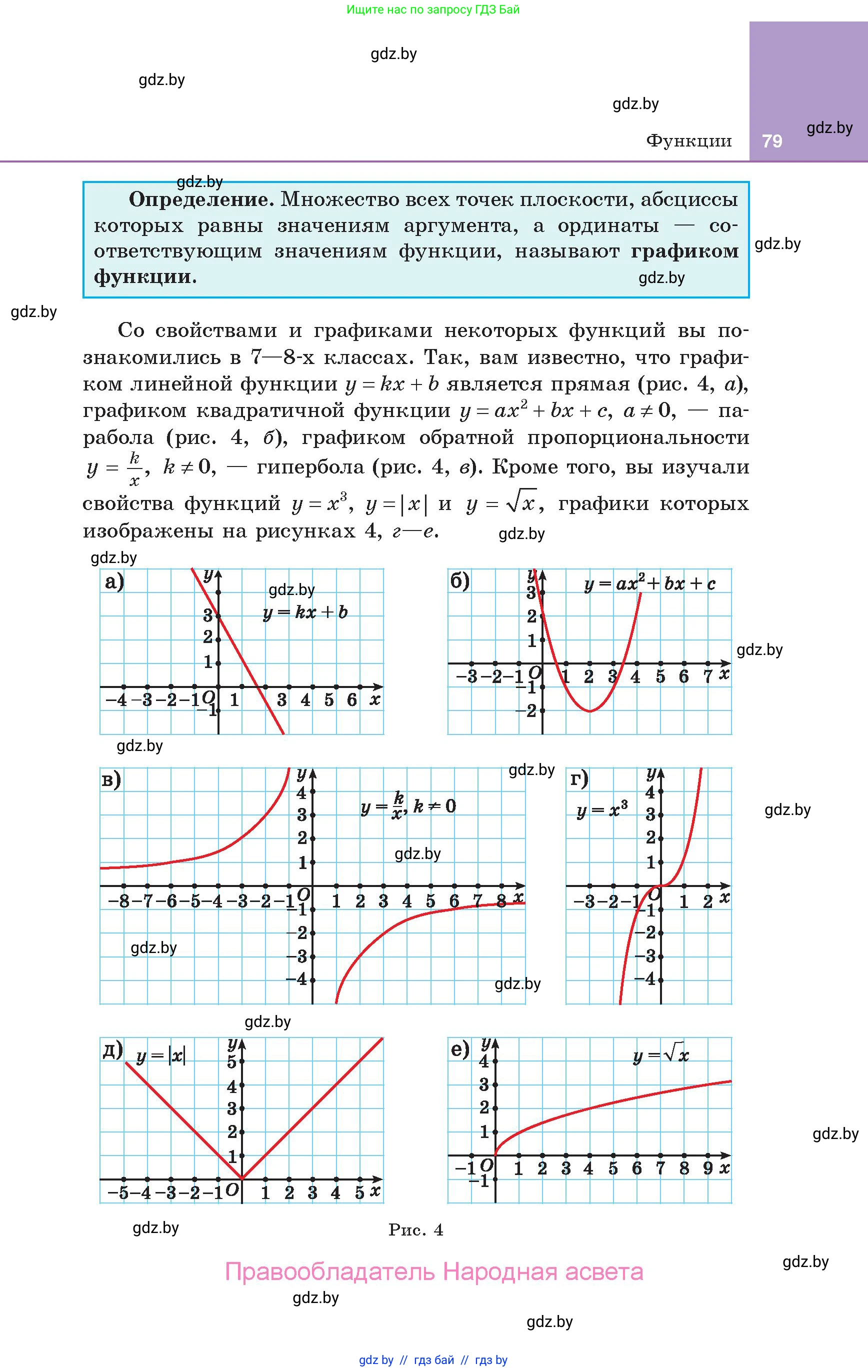 Алгебра, 10 класс Учебник, авторы: Арефьева Ирина Глебовна, Пирютко Ольга Николаевна, издательство Народная асвета, Минск, 2019, голубого цвета, страница 79