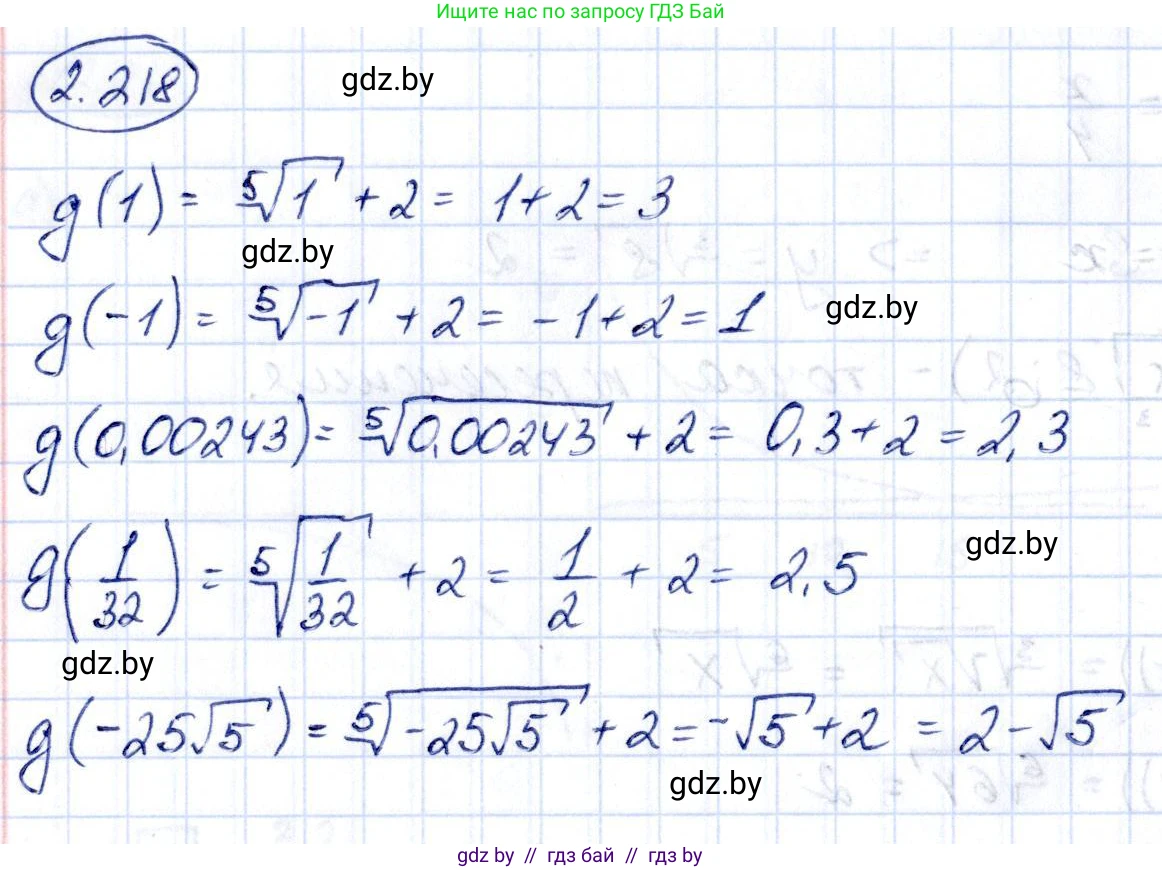 Алгебра, 10 класс Учебник, авторы: Арефьева Ирина Глебовна, Пирютко Ольга Николаевна, издательство Народная асвета, Минск, 2019, голубого цвета, страница 201, номер 2.218, Решение