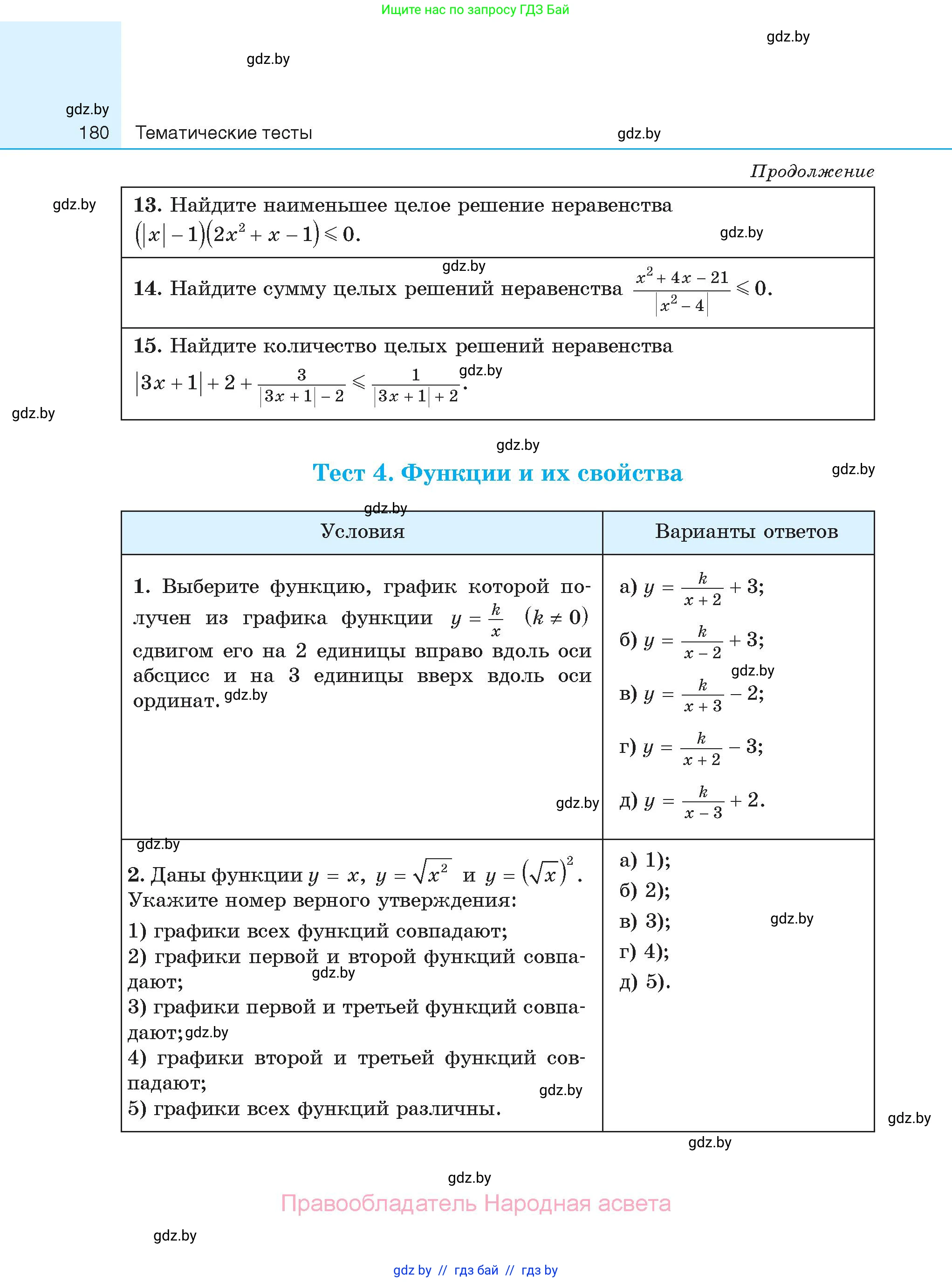 Алгебра, 11 класс Сборник задач, авторы: Арефьева Ирина Глебовна, Пирютко Ольга Николаевна, издательство Народная асвета, Минск, 2020, белого цвета, страница 180