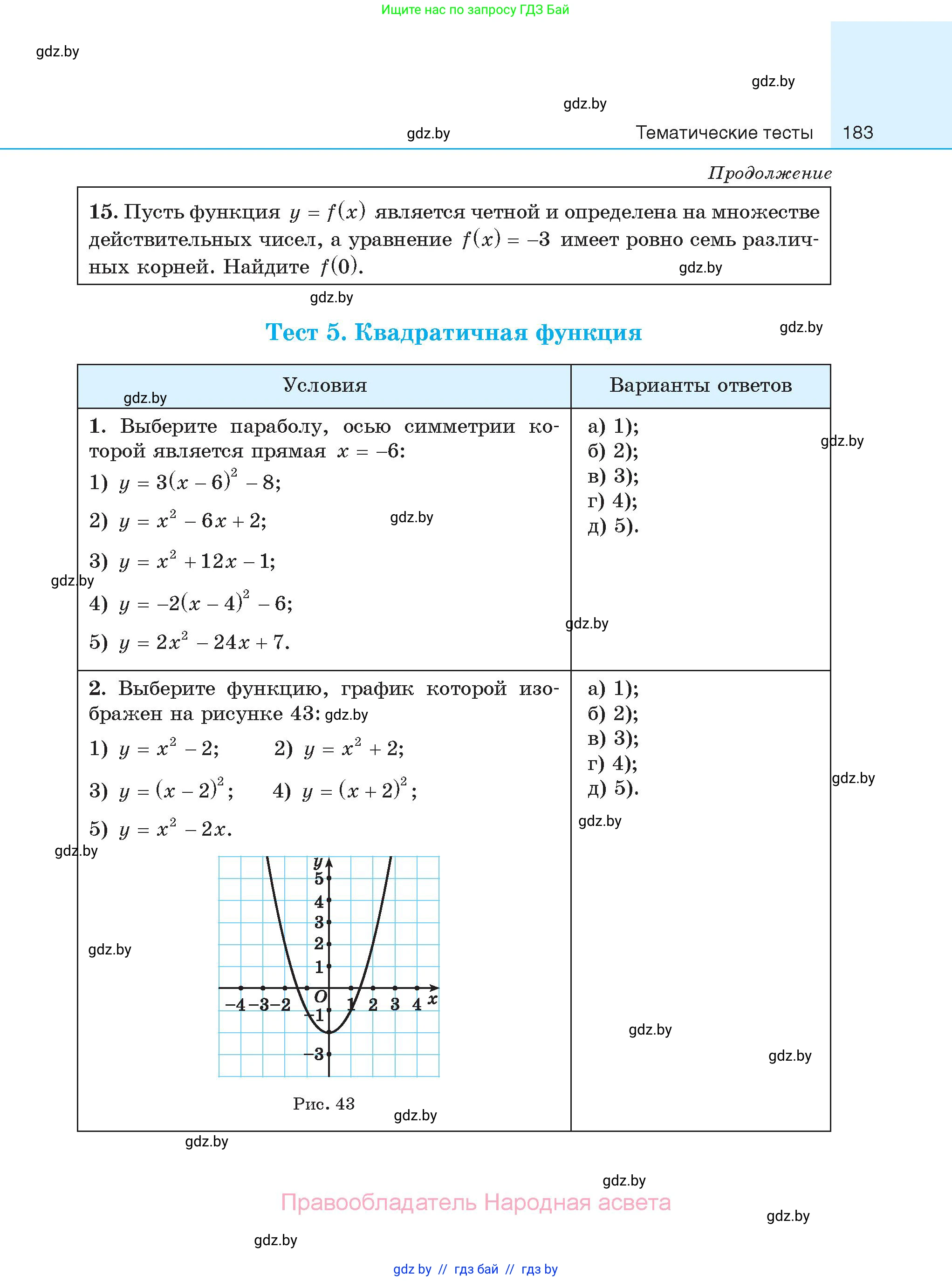 Алгебра, 11 класс Сборник задач, авторы: Арефьева Ирина Глебовна, Пирютко Ольга Николаевна, издательство Народная асвета, Минск, 2020, белого цвета, страница 183