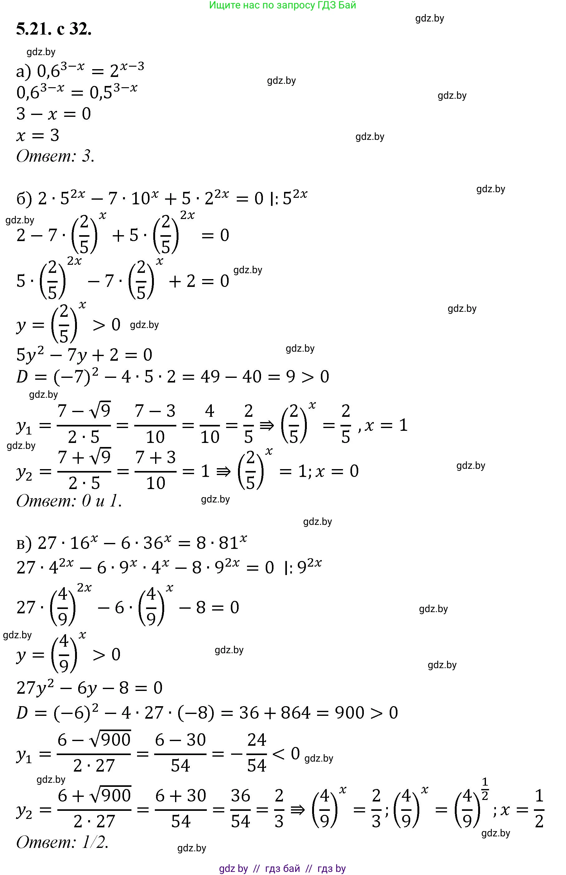 Алгебра, 11 класс Сборник задач, авторы: Арефьева Ирина Глебовна, Пирютко Ольга Николаевна, издательство Народная асвета, Минск, 2020, белого цвета, страница 32, номер 21, Решение