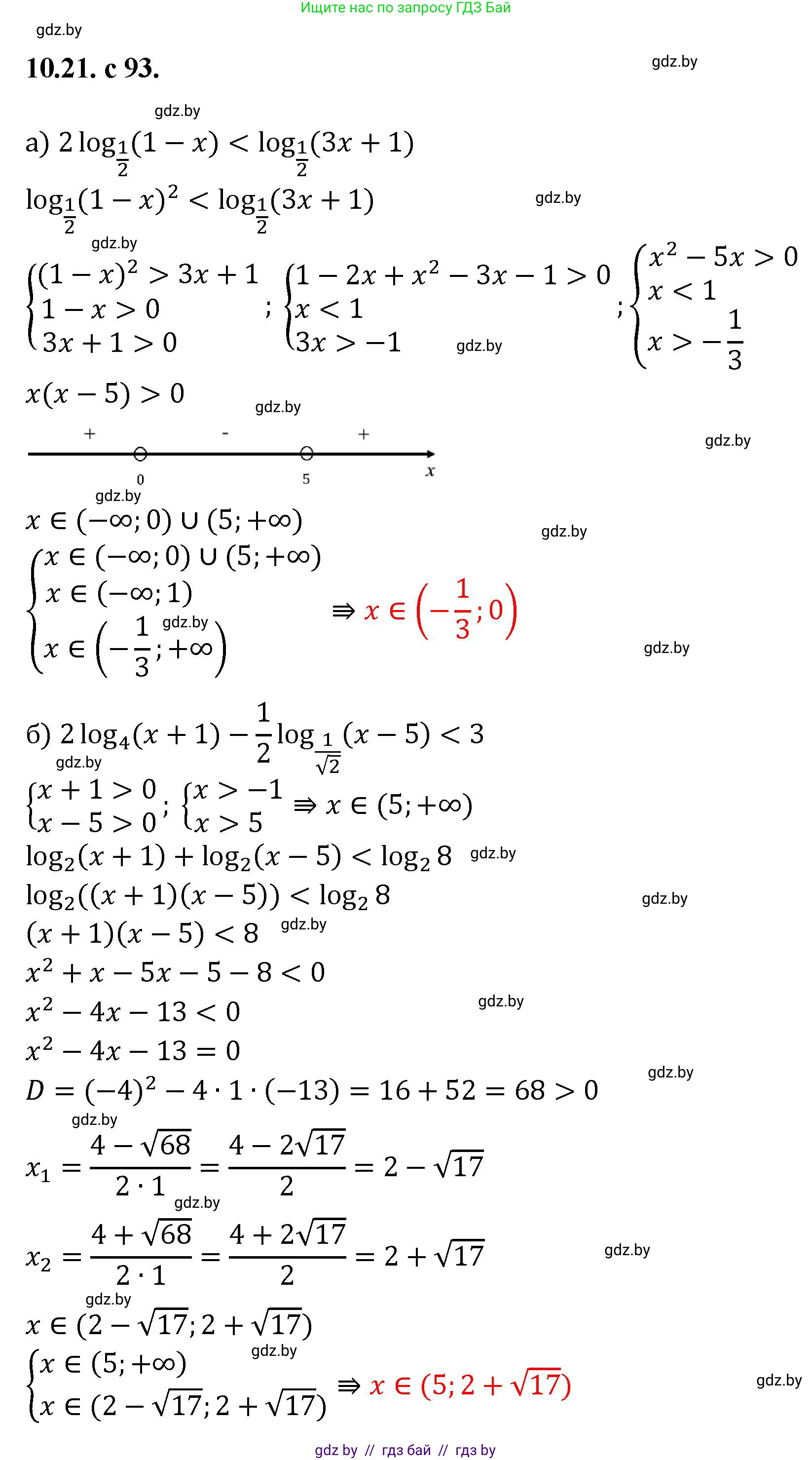 Алгебра, 11 класс Сборник задач, авторы: Арефьева Ирина Глебовна, Пирютко Ольга Николаевна, издательство Народная асвета, Минск, 2020, белого цвета, страница 93, номер 21, Решение