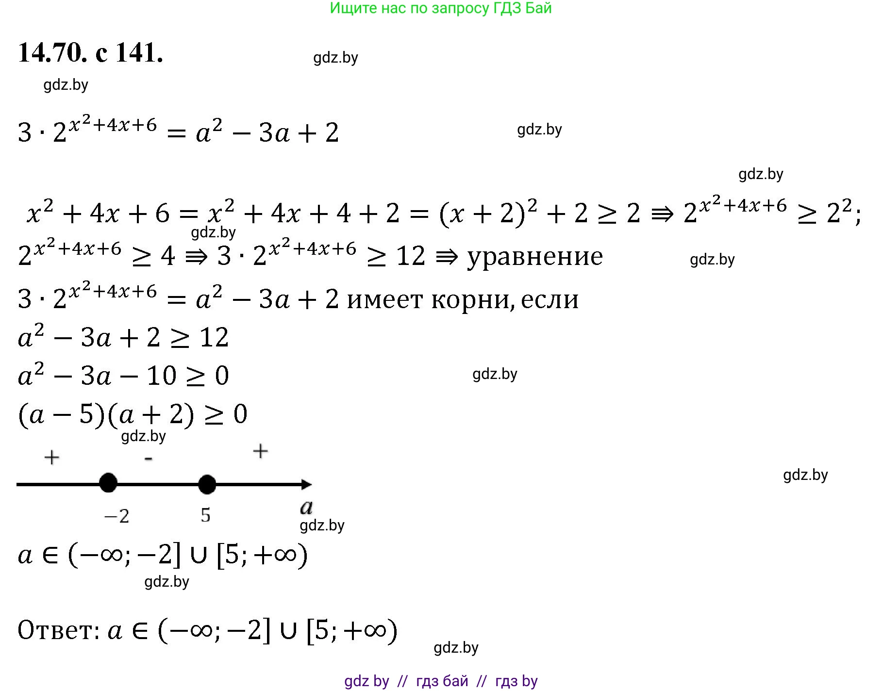 Алгебра, 11 класс Сборник задач, авторы: Арефьева Ирина Глебовна, Пирютко Ольга Николаевна, издательство Народная асвета, Минск, 2020, белого цвета, страница 141, номер 70, Решение