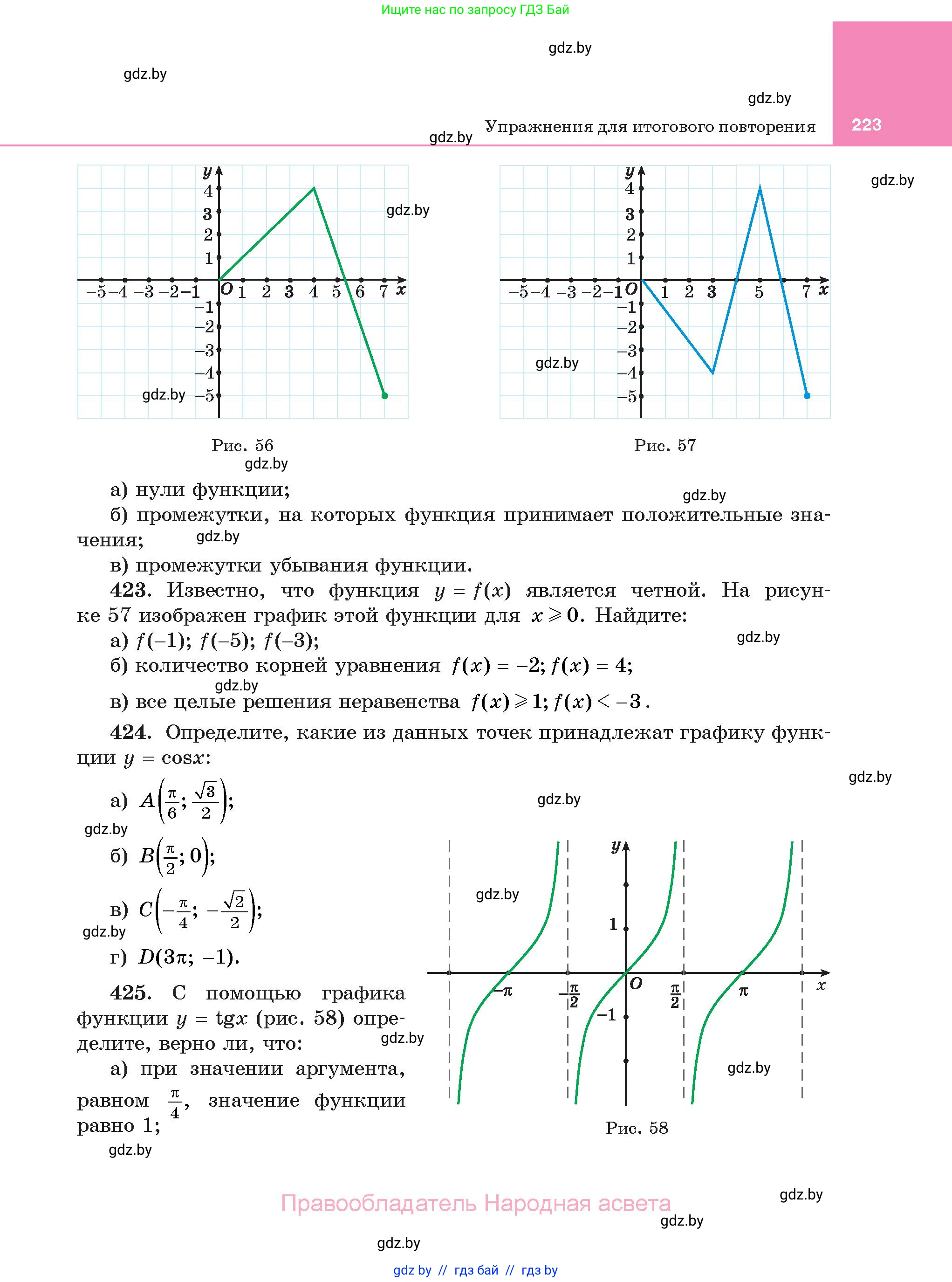 Алгебра, 11 класс Учебник, авторы: Арефьева Ирина Глебовна, Пирютко Ольга Николаевна, издательство Народная асвета, Минск, 2020, бирюзового цвета, страница 223