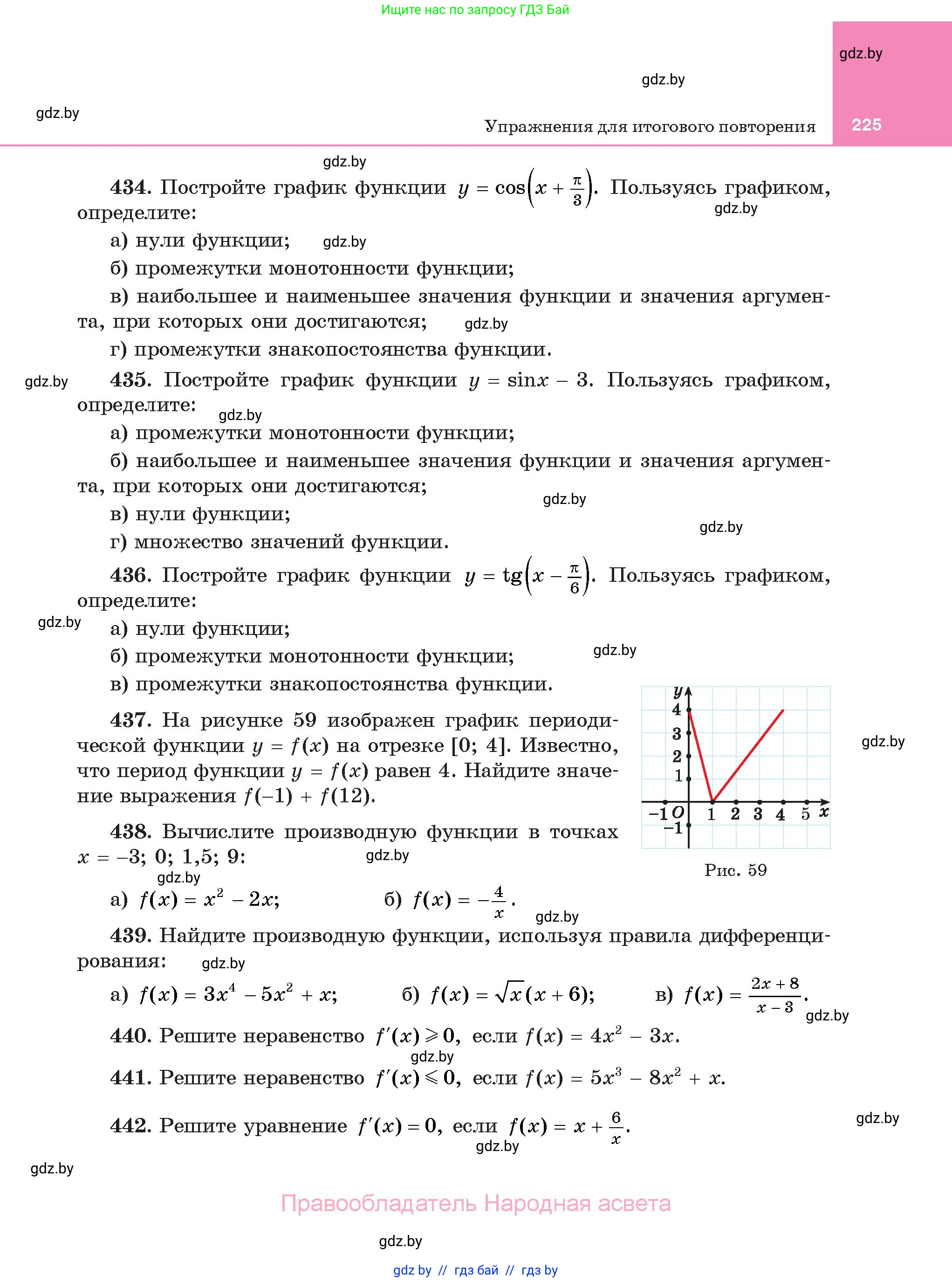 Алгебра, 11 класс Учебник, авторы: Арефьева Ирина Глебовна, Пирютко Ольга Николаевна, издательство Народная асвета, Минск, 2020, бирюзового цвета, страница 225