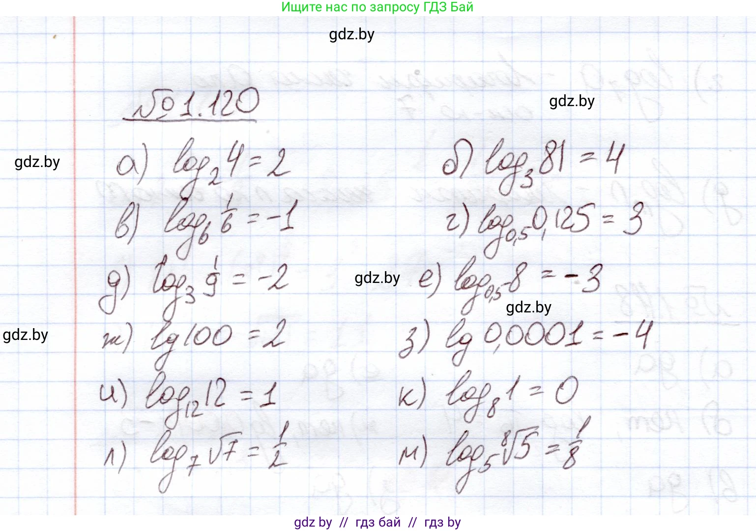 Алгебра, 11 класс Учебник, авторы: Арефьева Ирина Глебовна, Пирютко Ольга Николаевна, издательство Народная асвета, Минск, 2020, бирюзового цвета, страница 38, номер 1.120, Решение