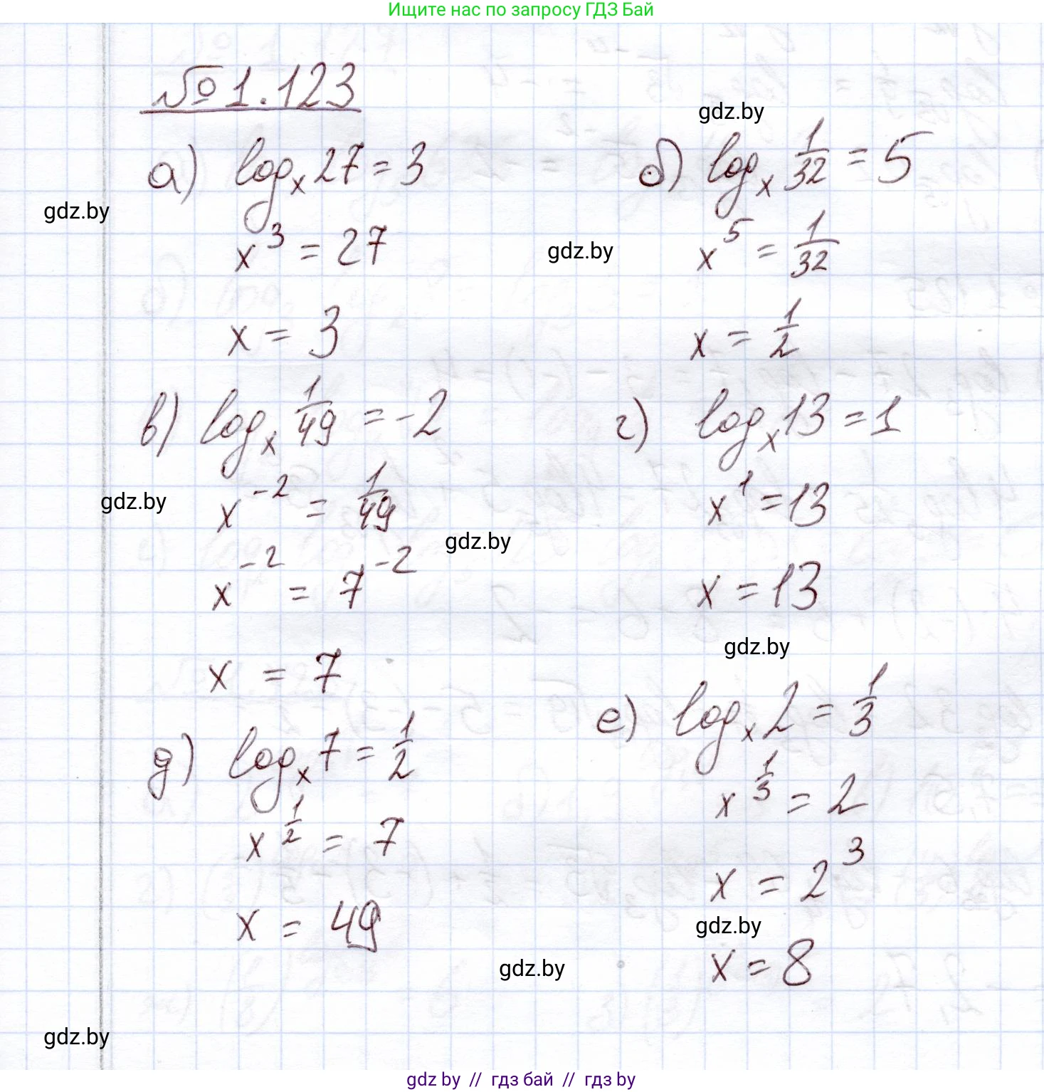 Алгебра, 11 класс Учебник, авторы: Арефьева Ирина Глебовна, Пирютко Ольга Николаевна, издательство Народная асвета, Минск, 2020, бирюзового цвета, страница 38, номер 1.123, Решение