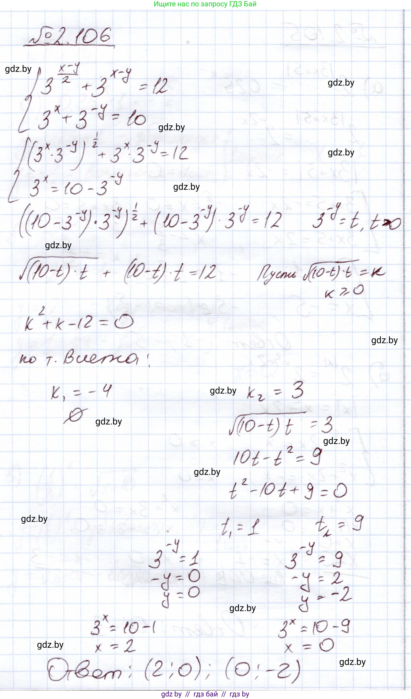 Алгебра, 11 класс Учебник, авторы: Арефьева Ирина Глебовна, Пирютко Ольга Николаевна, издательство Народная асвета, Минск, 2020, бирюзового цвета, страница 74, номер 2.106, Решение