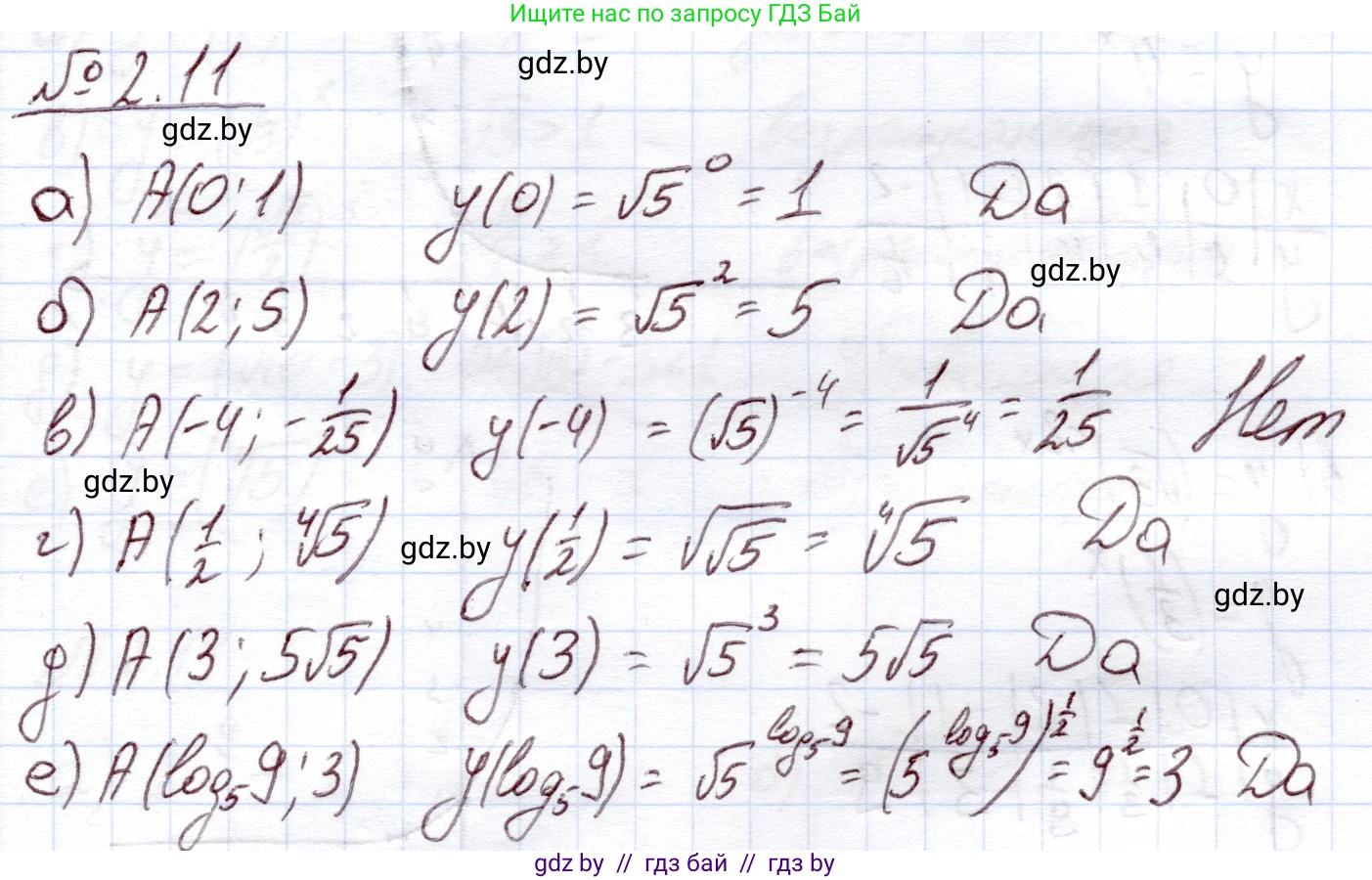 Алгебра, 11 класс Учебник, авторы: Арефьева Ирина Глебовна, Пирютко Ольга Николаевна, издательство Народная асвета, Минск, 2020, бирюзового цвета, страница 53, номер 2.11, Решение