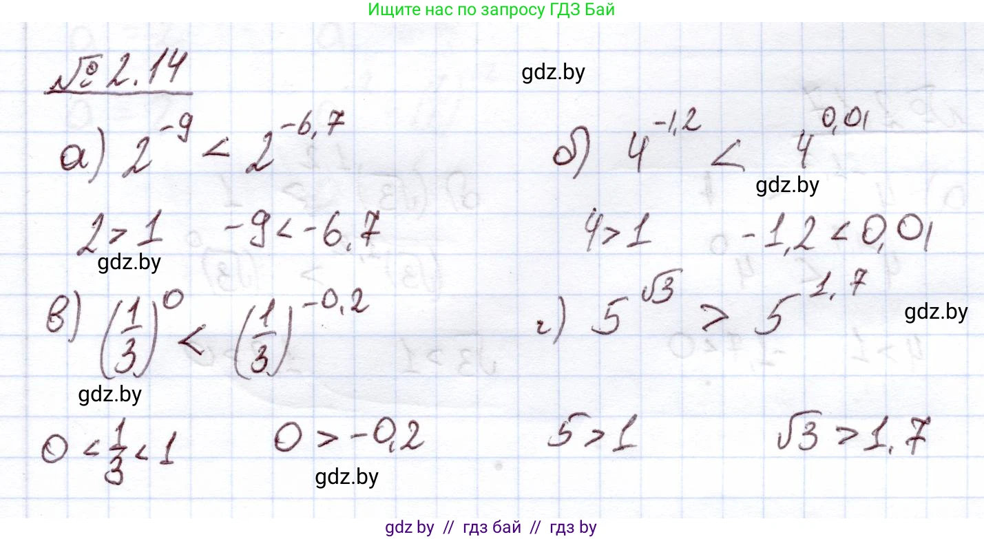 Алгебра, 11 класс Учебник, авторы: Арефьева Ирина Глебовна, Пирютко Ольга Николаевна, издательство Народная асвета, Минск, 2020, бирюзового цвета, страница 53, номер 2.14, Решение