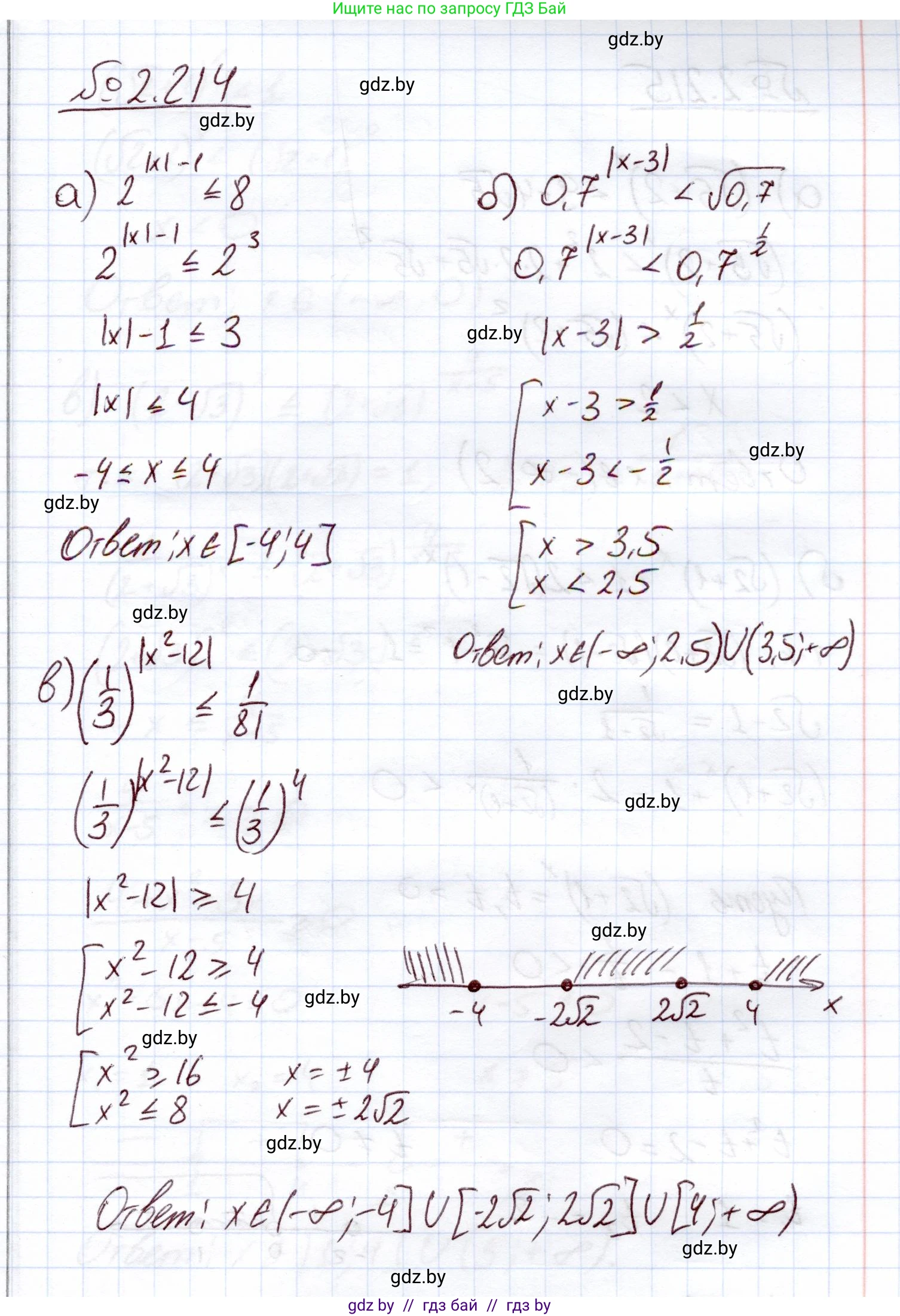 Алгебра, 11 класс Учебник, авторы: Арефьева Ирина Глебовна, Пирютко Ольга Николаевна, издательство Народная асвета, Минск, 2020, бирюзового цвета, страница 95, номер 2.214, Решение