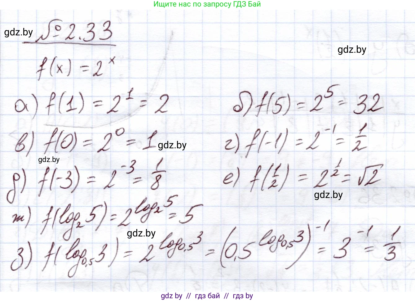 Алгебра, 11 класс Учебник, авторы: Арефьева Ирина Глебовна, Пирютко Ольга Николаевна, издательство Народная асвета, Минск, 2020, бирюзового цвета, страница 55, номер 2.33, Решение