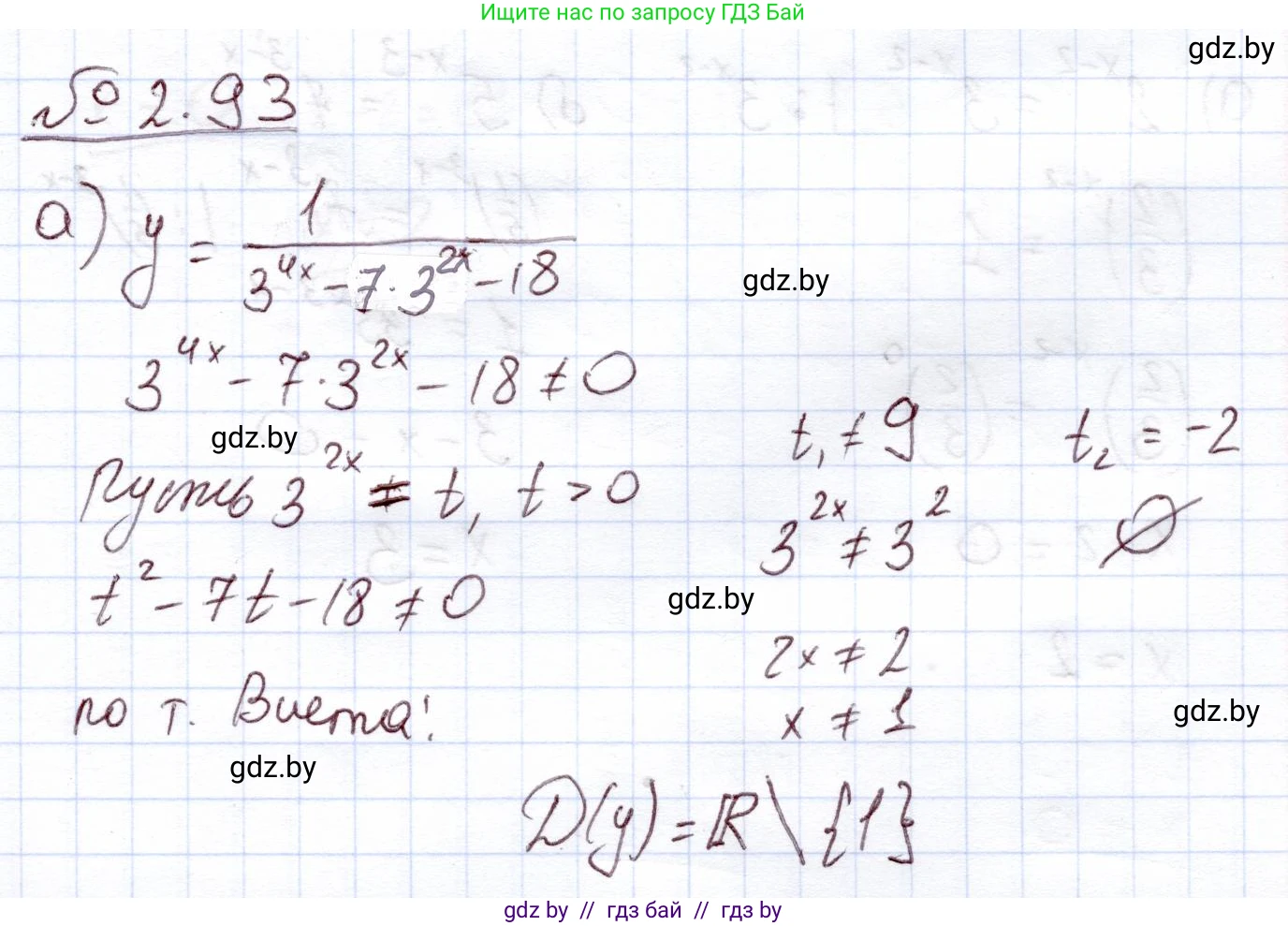 Алгебра, 11 класс Учебник, авторы: Арефьева Ирина Глебовна, Пирютко Ольга Николаевна, издательство Народная асвета, Минск, 2020, бирюзового цвета, страница 73, номер 2.93, Решение