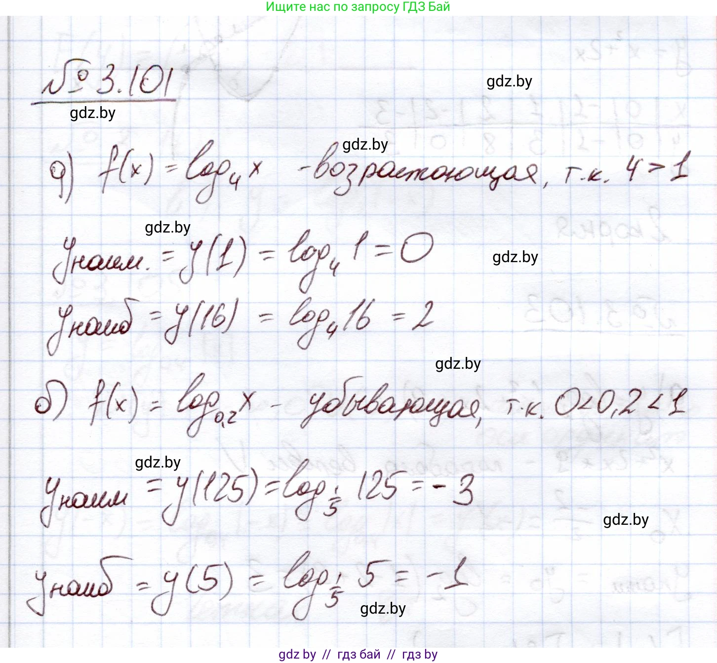 Алгебра, 11 класс Учебник, авторы: Арефьева Ирина Глебовна, Пирютко Ольга Николаевна, издательство Народная асвета, Минск, 2020, бирюзового цвета, страница 125, номер 3.101, Решение