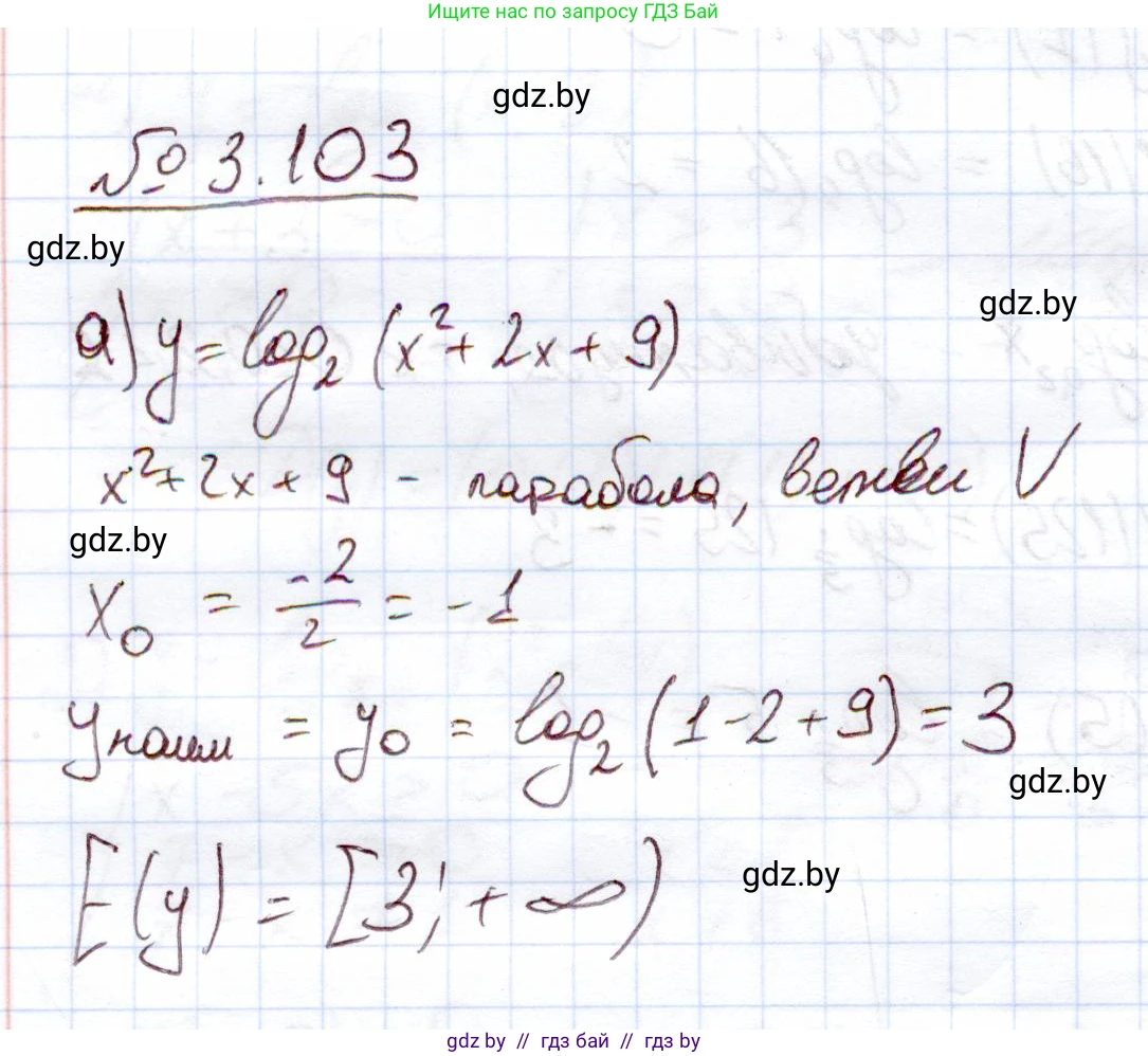 Алгебра, 11 класс Учебник, авторы: Арефьева Ирина Глебовна, Пирютко Ольга Николаевна, издательство Народная асвета, Минск, 2020, бирюзового цвета, страница 125, номер 3.103, Решение