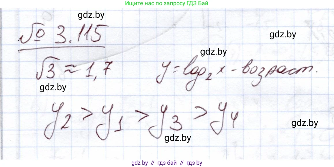 Алгебра, 11 класс Учебник, авторы: Арефьева Ирина Глебовна, Пирютко Ольга Николаевна, издательство Народная асвета, Минск, 2020, бирюзового цвета, страница 127, номер 3.115, Решение