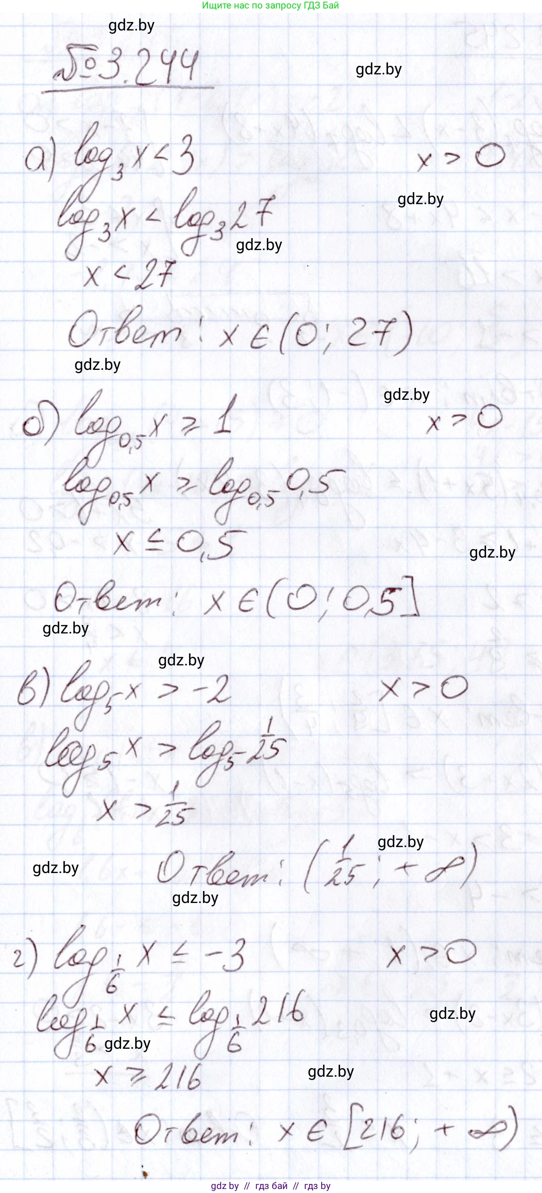 Алгебра, 11 класс Учебник, авторы: Арефьева Ирина Глебовна, Пирютко Ольга Николаевна, издательство Народная асвета, Минск, 2020, бирюзового цвета, страница 158, номер 3.244, Решение
